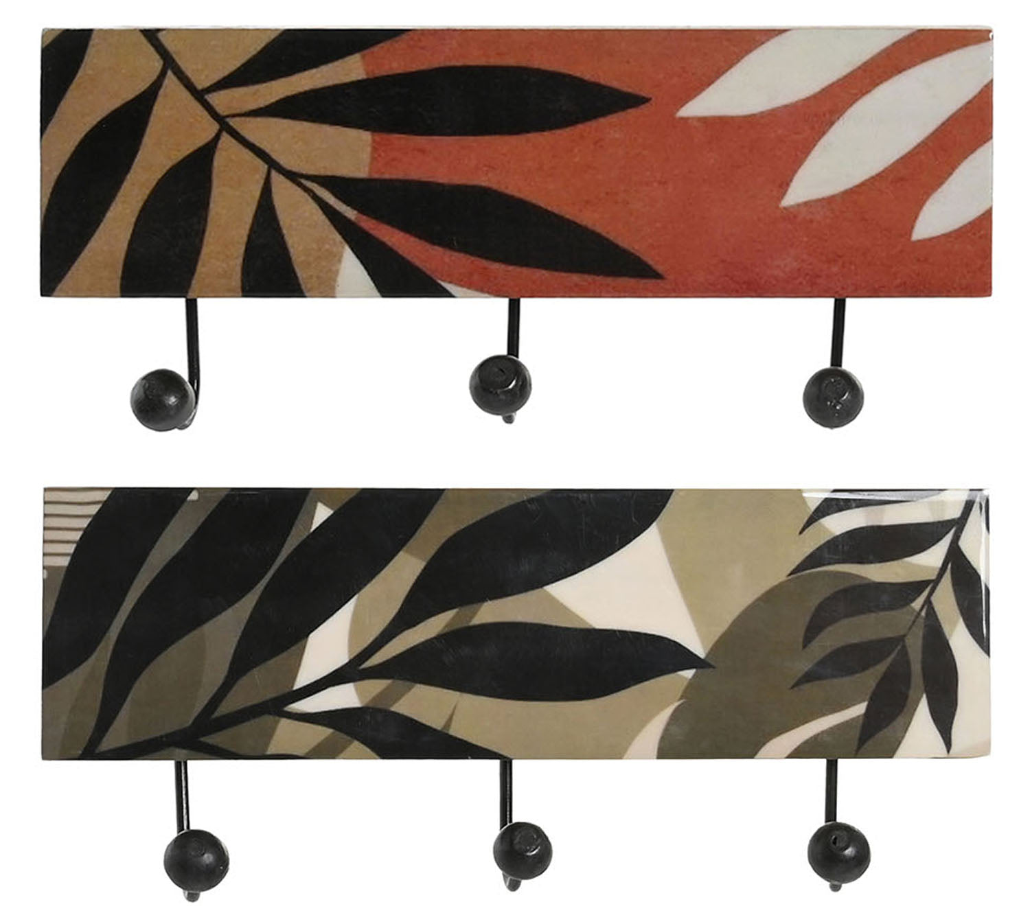 PERCHERO PARED MANGO HIERRO 38X5X18 HOJAS 2 SURT. - Imagen 1