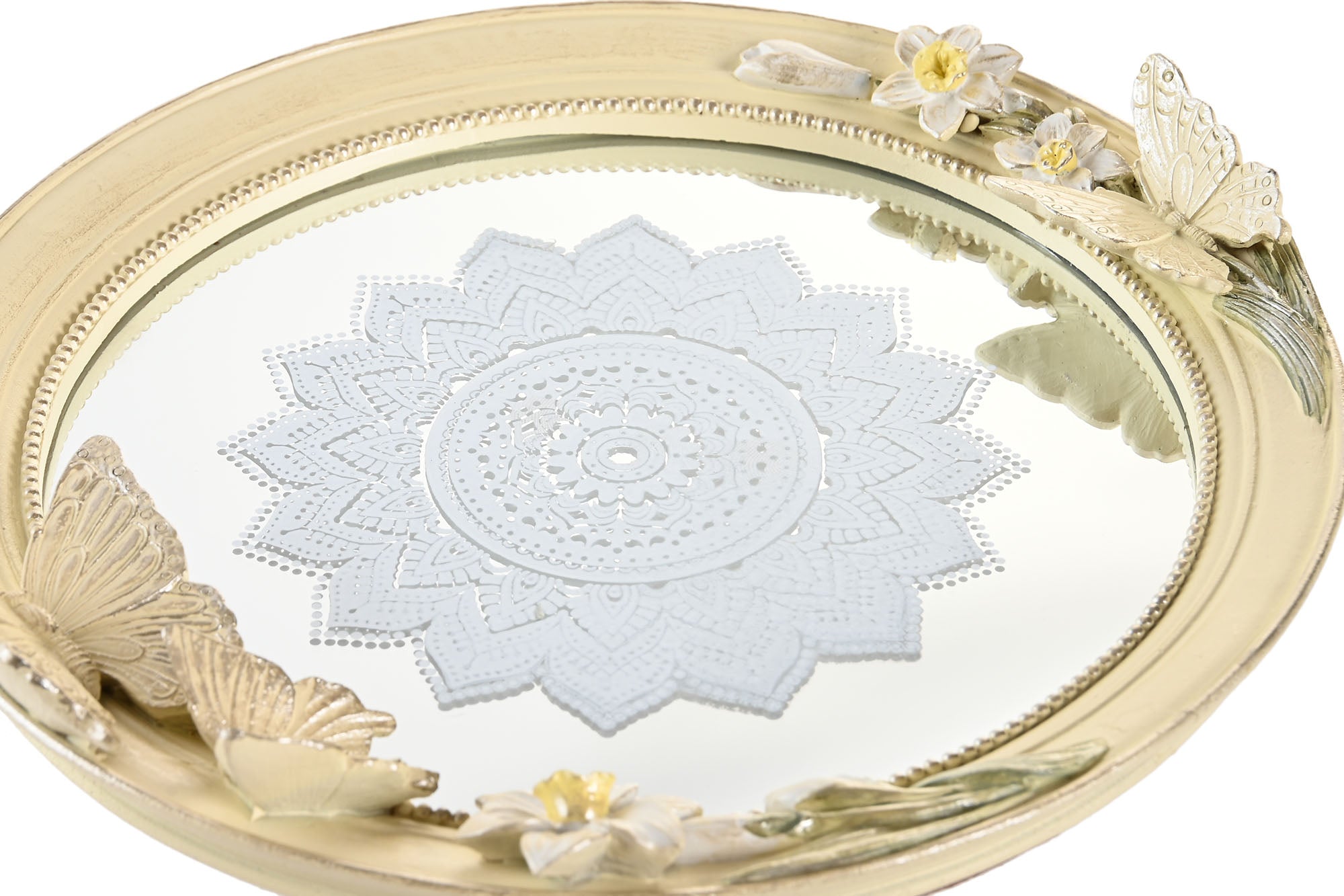 CENTRO MESA RESINA ESPEJO 24X22,6X18 MARIPOSAS - Imagen 1