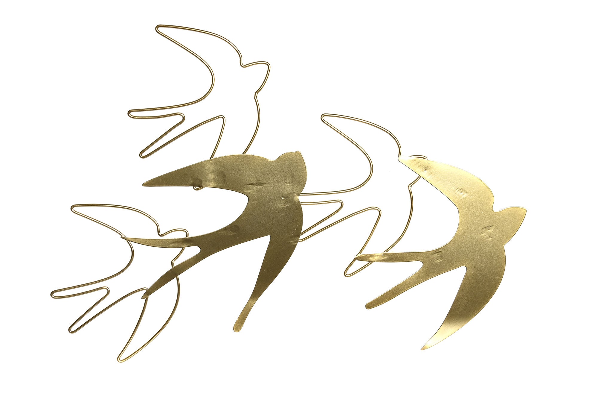 DECORACION PARED METAL 52X14X37 GOLONDRINAS DORADO - Imagen 1