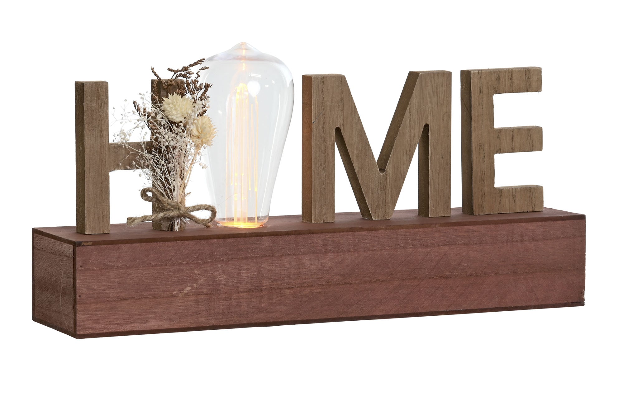 DECORACION LUMINOSA LED MDF 34X8X17 NATURAL - Imagen 1