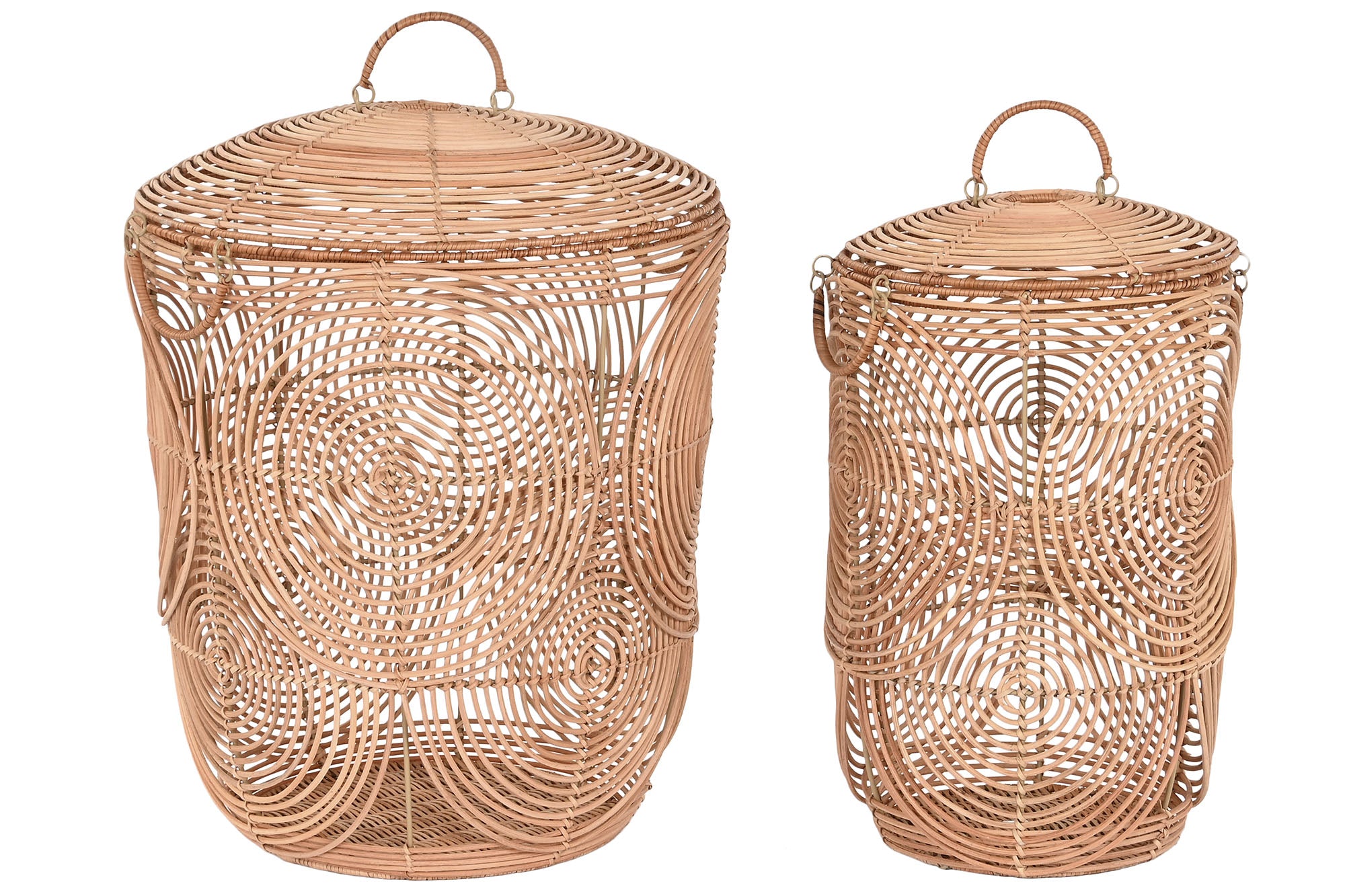 CESTA SET 2 RATAN 45X45X57 CON TAPA NATURAL - Imagen 1