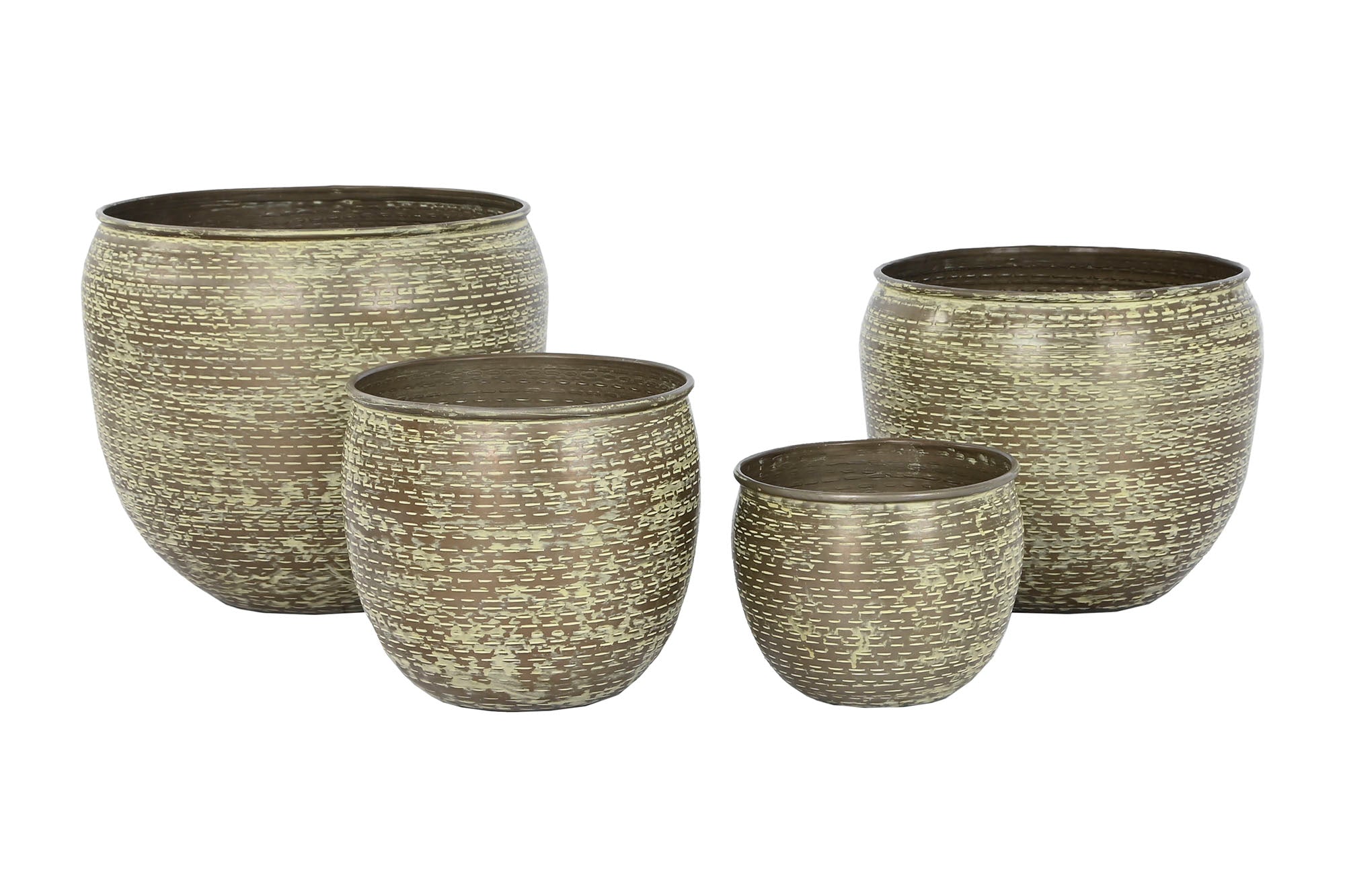 MACETERO SET 4 ALUMINIO 39X39X33 PATINADO VERDE - Imagen 4