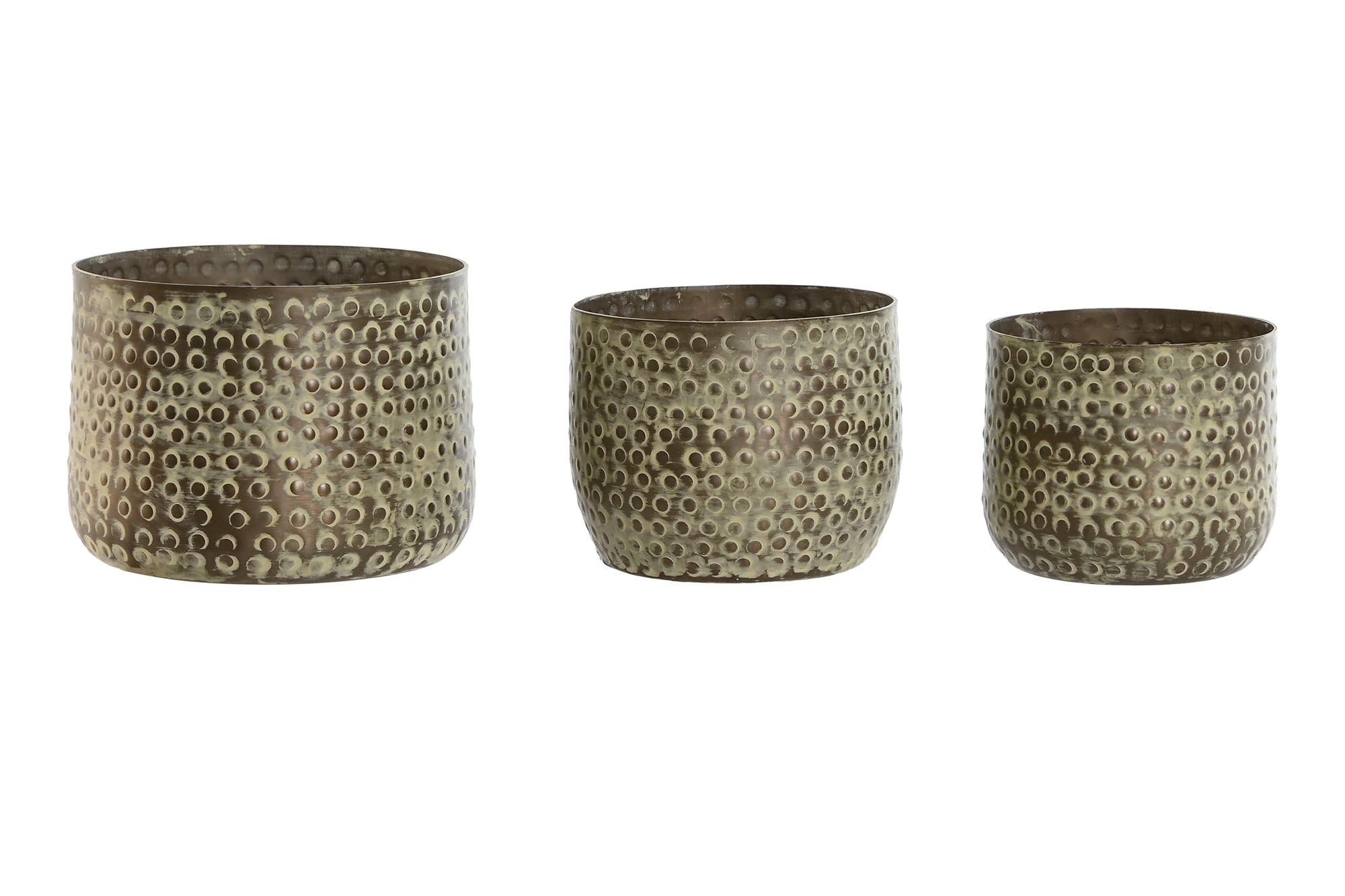 MACETERO SET 3 ALUMINIO 17X17X13 PATINADO VERDE - Imagen 1