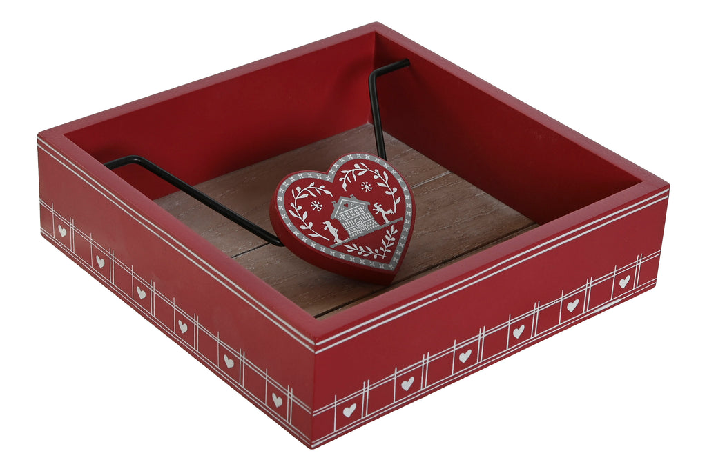 SERVILLETERO MDF METAL 18,5X18,5X5 ROJO - Imagen 1