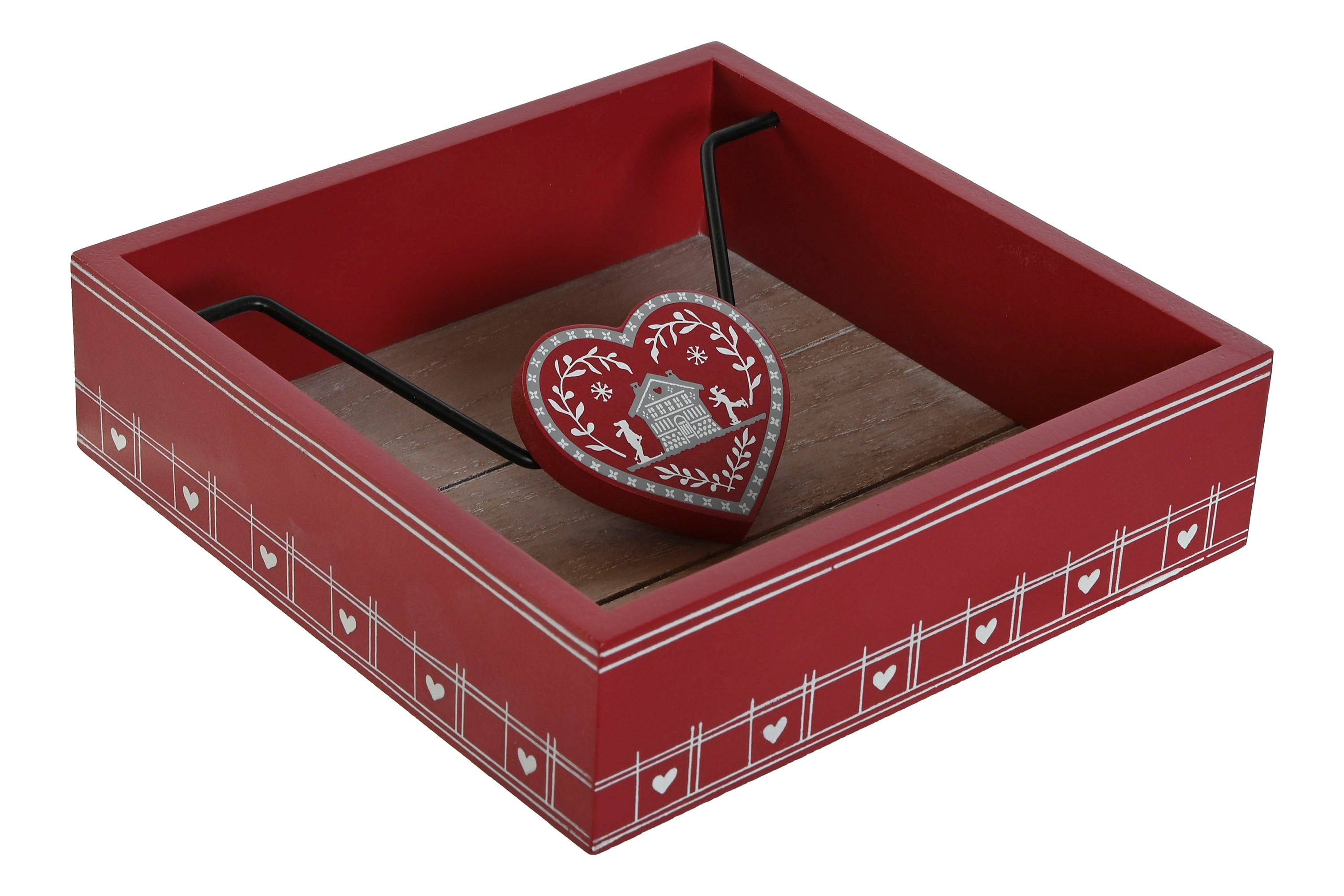 SERVILLETERO MDF METAL 18,5X18,5X5 ROJO - Imagen 1