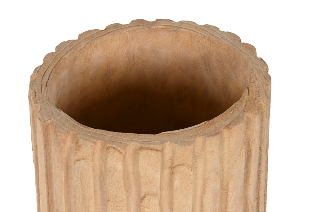 MACETERO MADERA PAULOWNIA 28X28X50 TALLADO NATURAL - Imagen 2