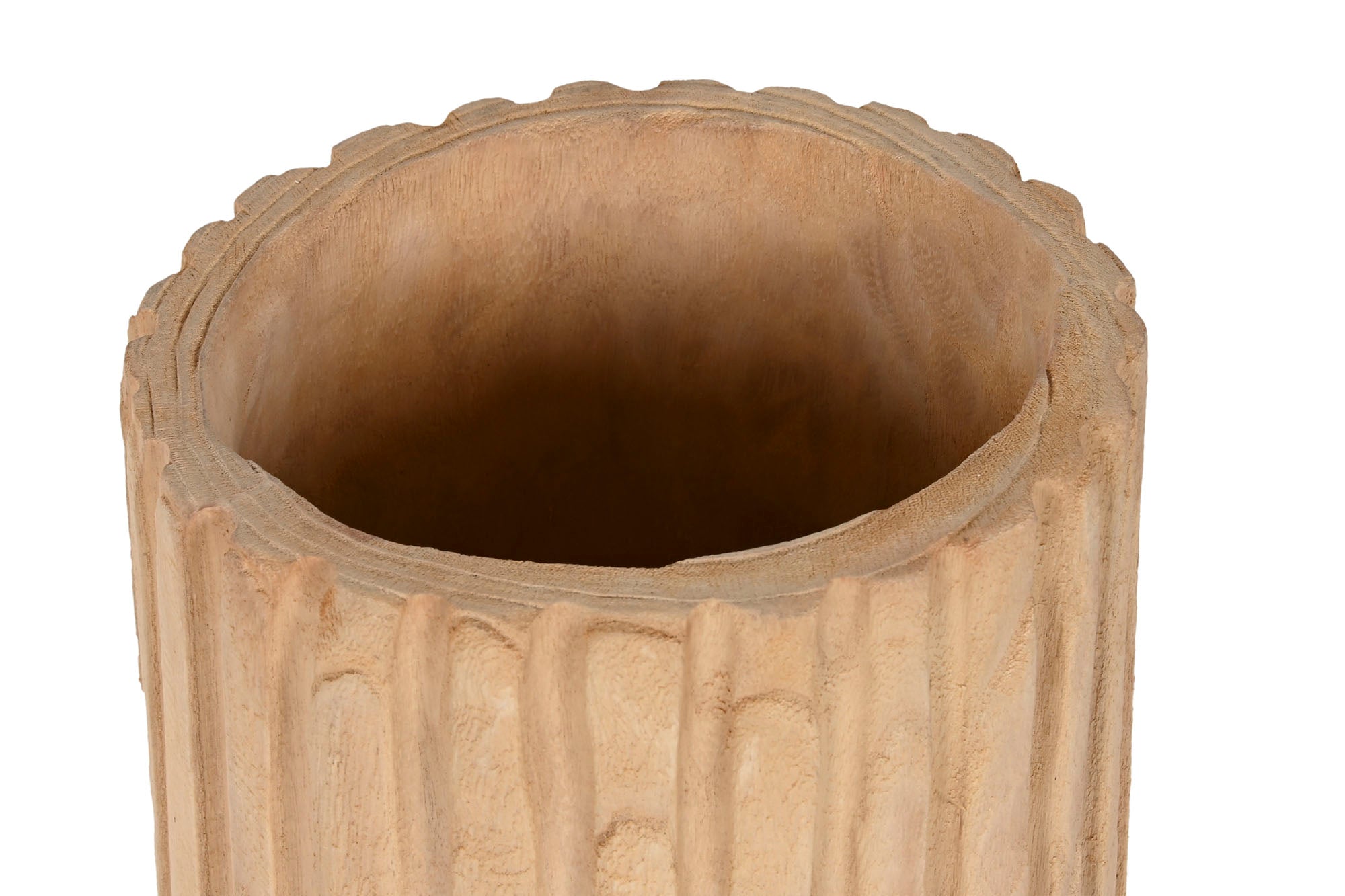 MACETERO MADERA PAULOWNIA 28X28X50 TALLADO NATURAL - Imagen 2