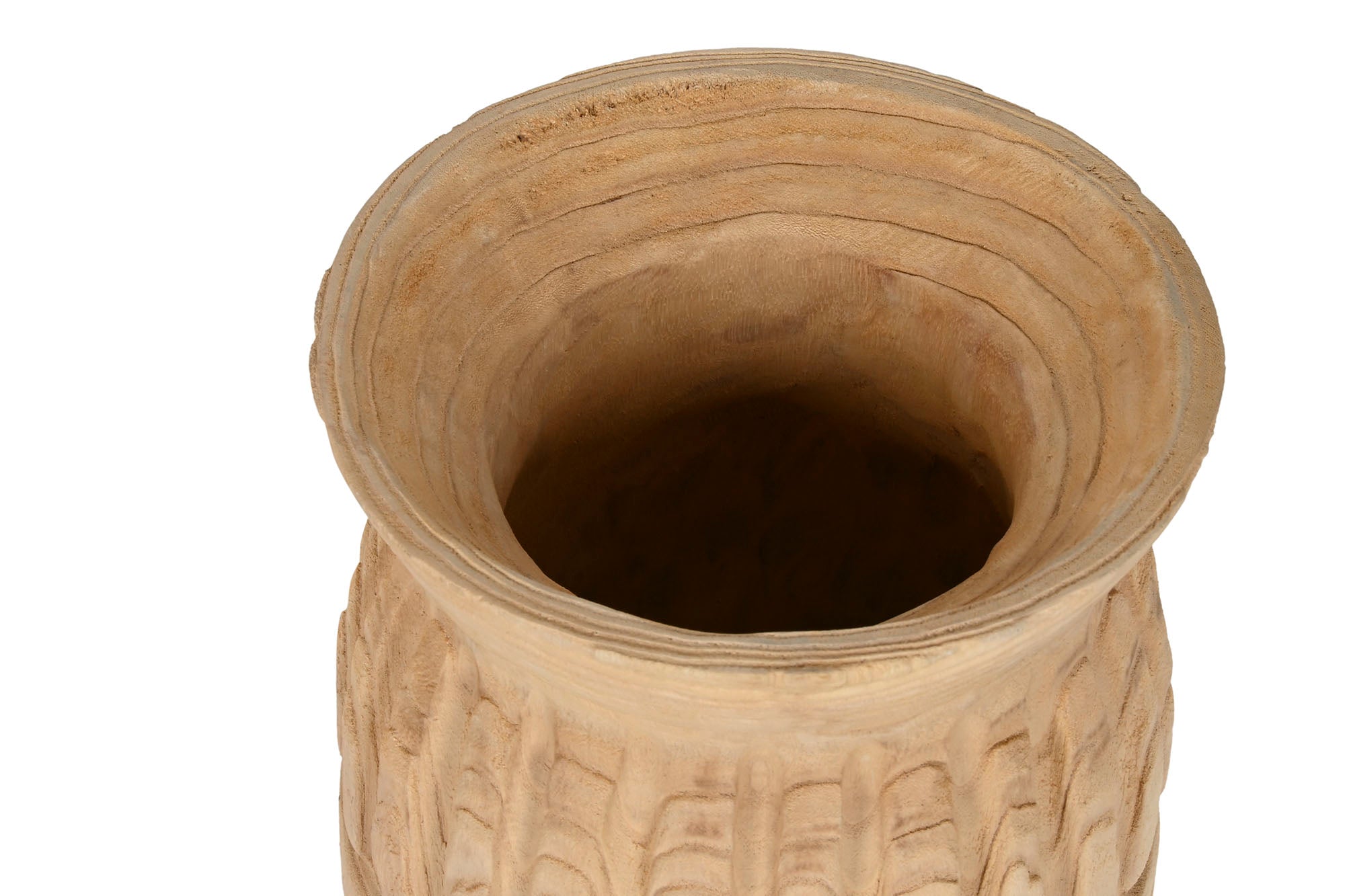 JARRON MADERA PAULOWNIA 28X28X36 TALLADO NATURAL - Imagen 2