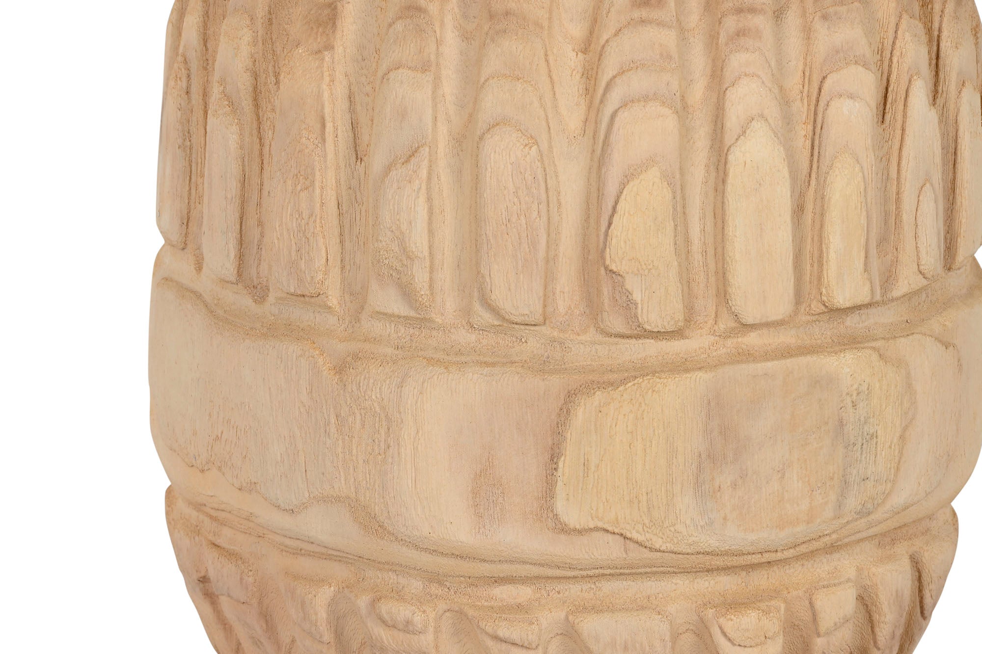 JARRON MADERA PAULOWNIA 28X28X36 TALLADO NATURAL - Imagen 3