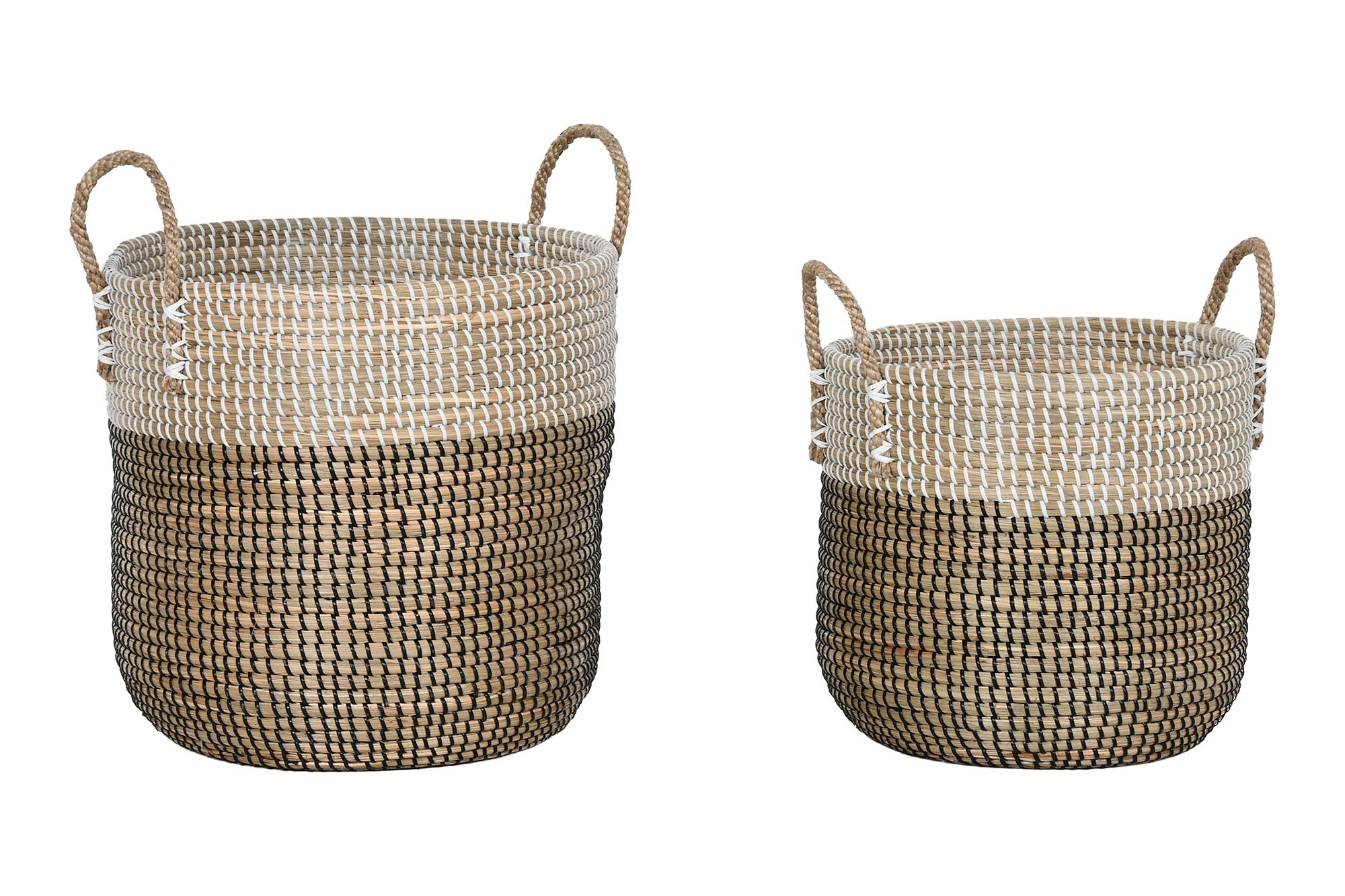CESTA SET 2 SEAGRASS 44X44X49 BLANCO - Imagen 1