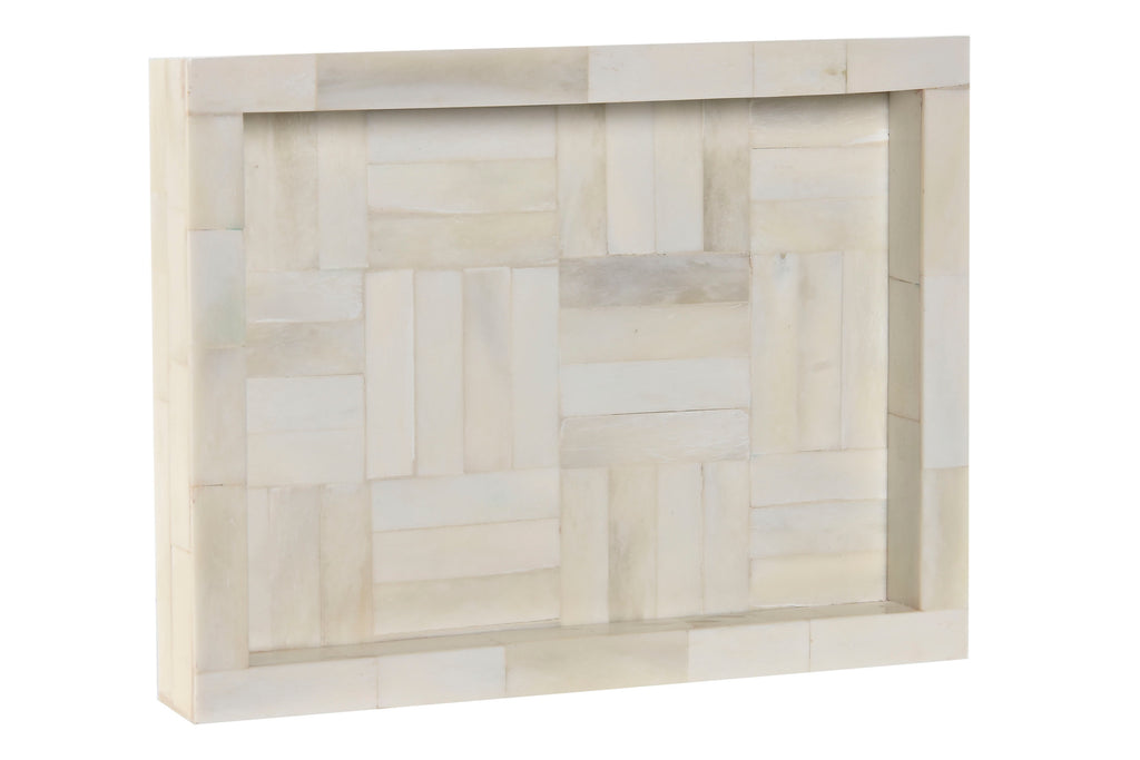 BANDEJA DECORACION MANGO HUESO 20,4X15,5X2,8 RAYAS - Imagen 3