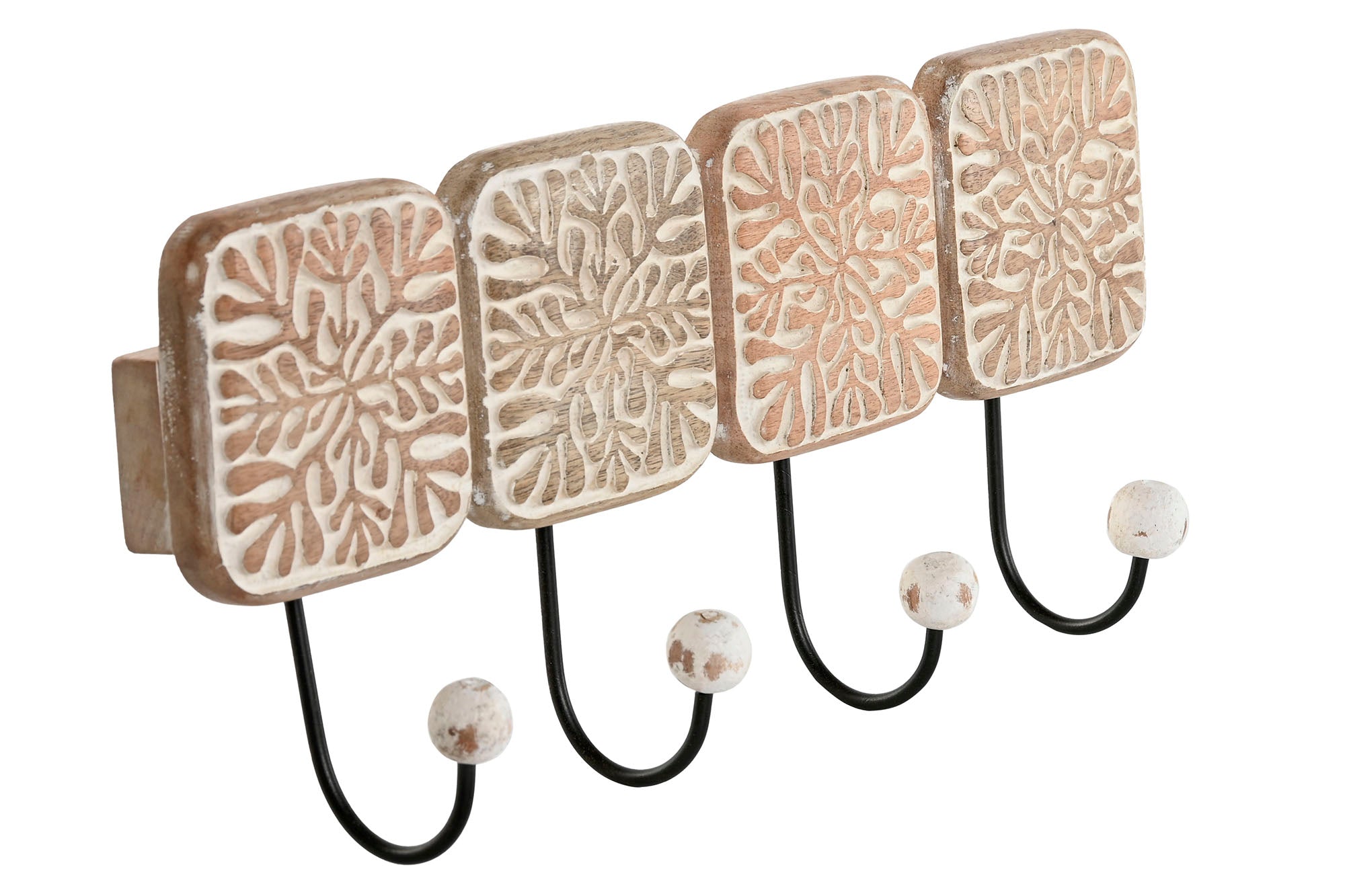 PERCHERO PARED MANGO HIERRO 41X7X17 FLORAL 3D - Imagen 2