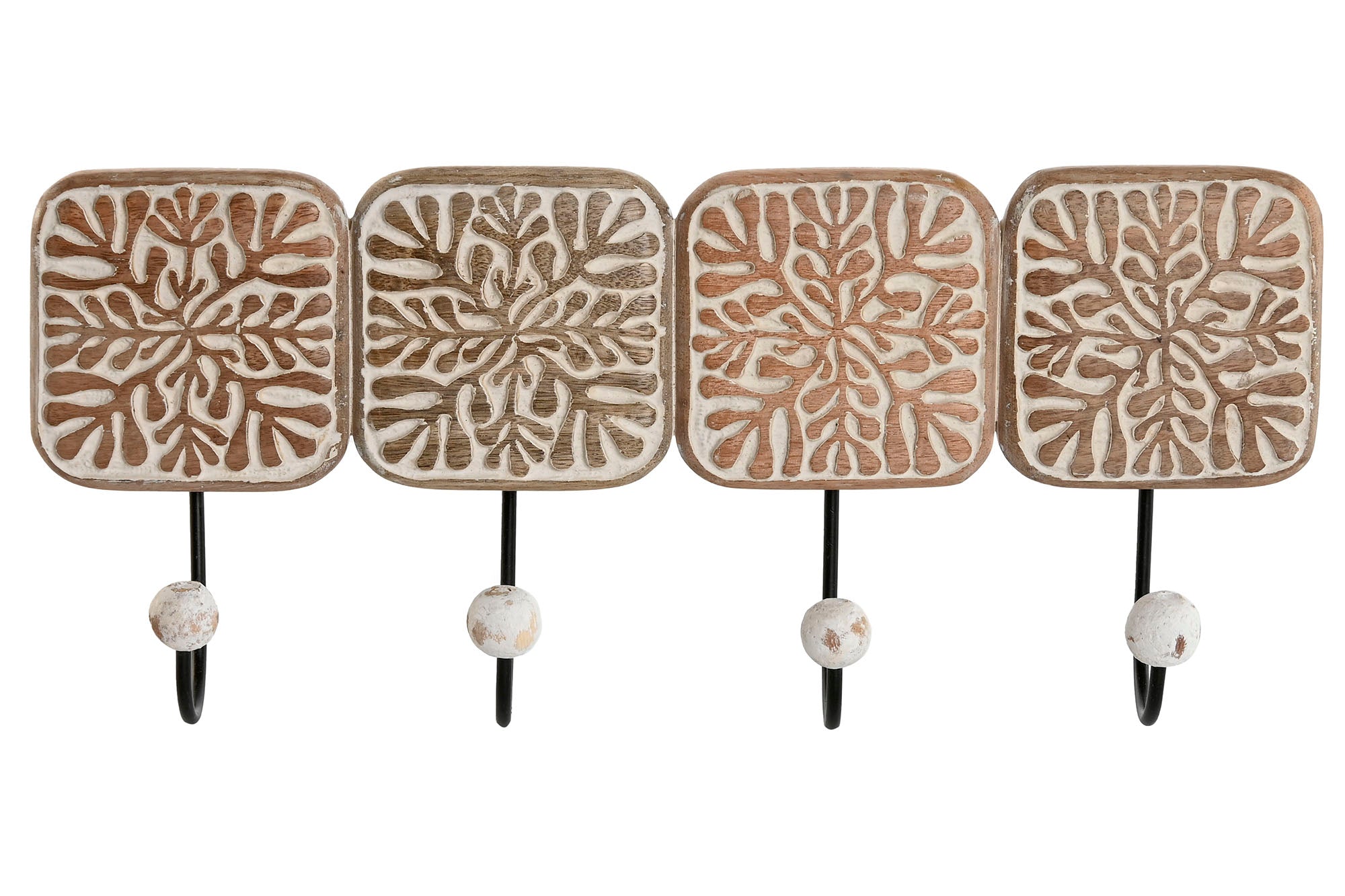 PERCHERO PARED MANGO HIERRO 41X7X17 FLORAL 3D - Imagen 1