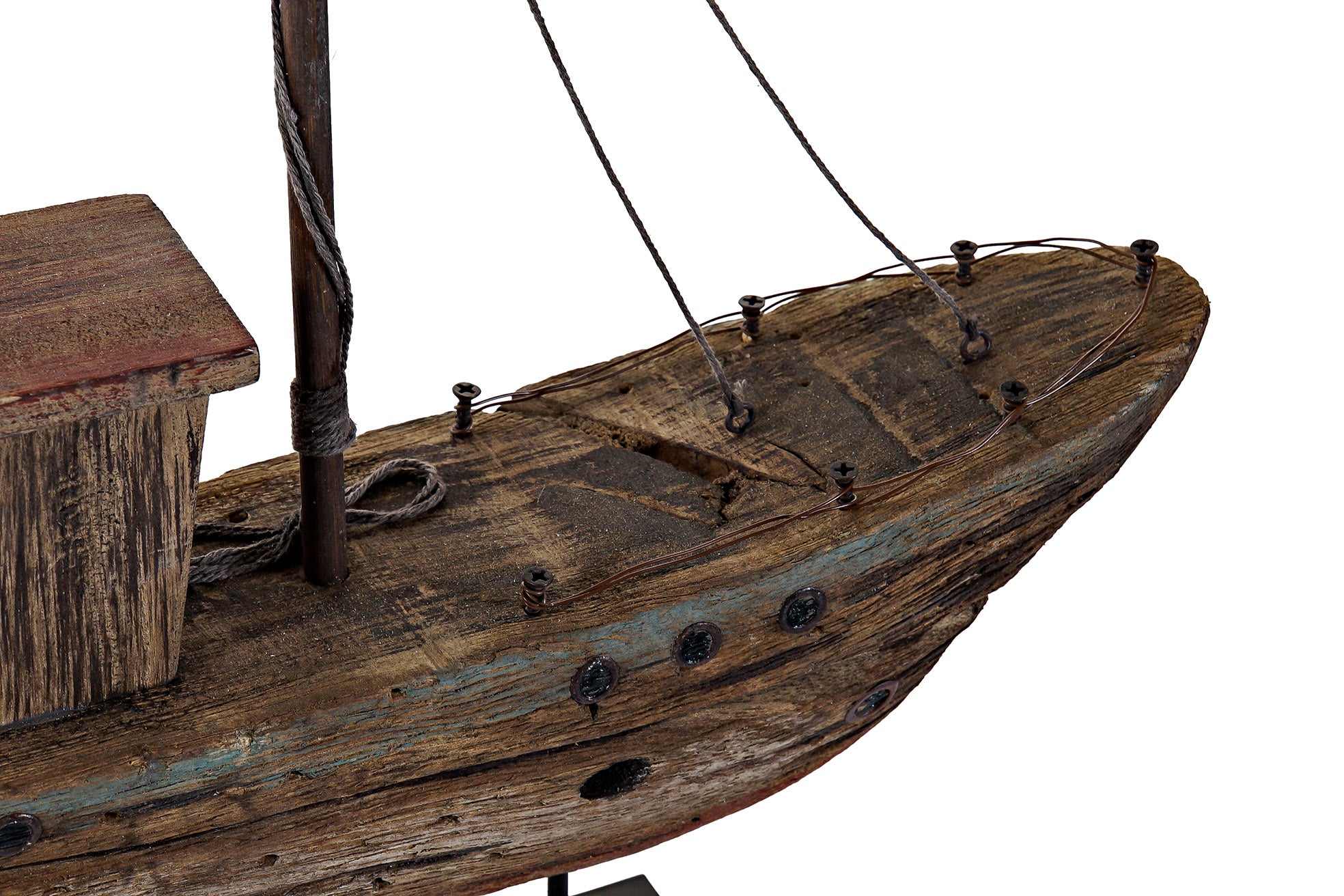 FIGURA MADERA METAL 39X8X44 BARCO DESGASTADO - Imagen 2