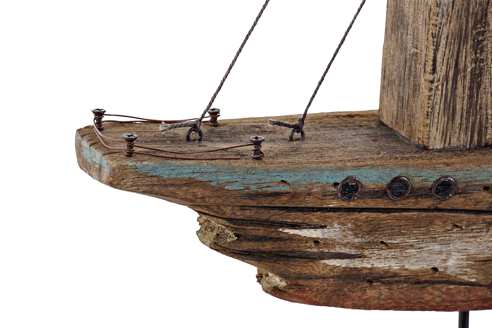 FIGURA MADERA METAL 39X8X44 BARCO DESGASTADO - Imagen 3