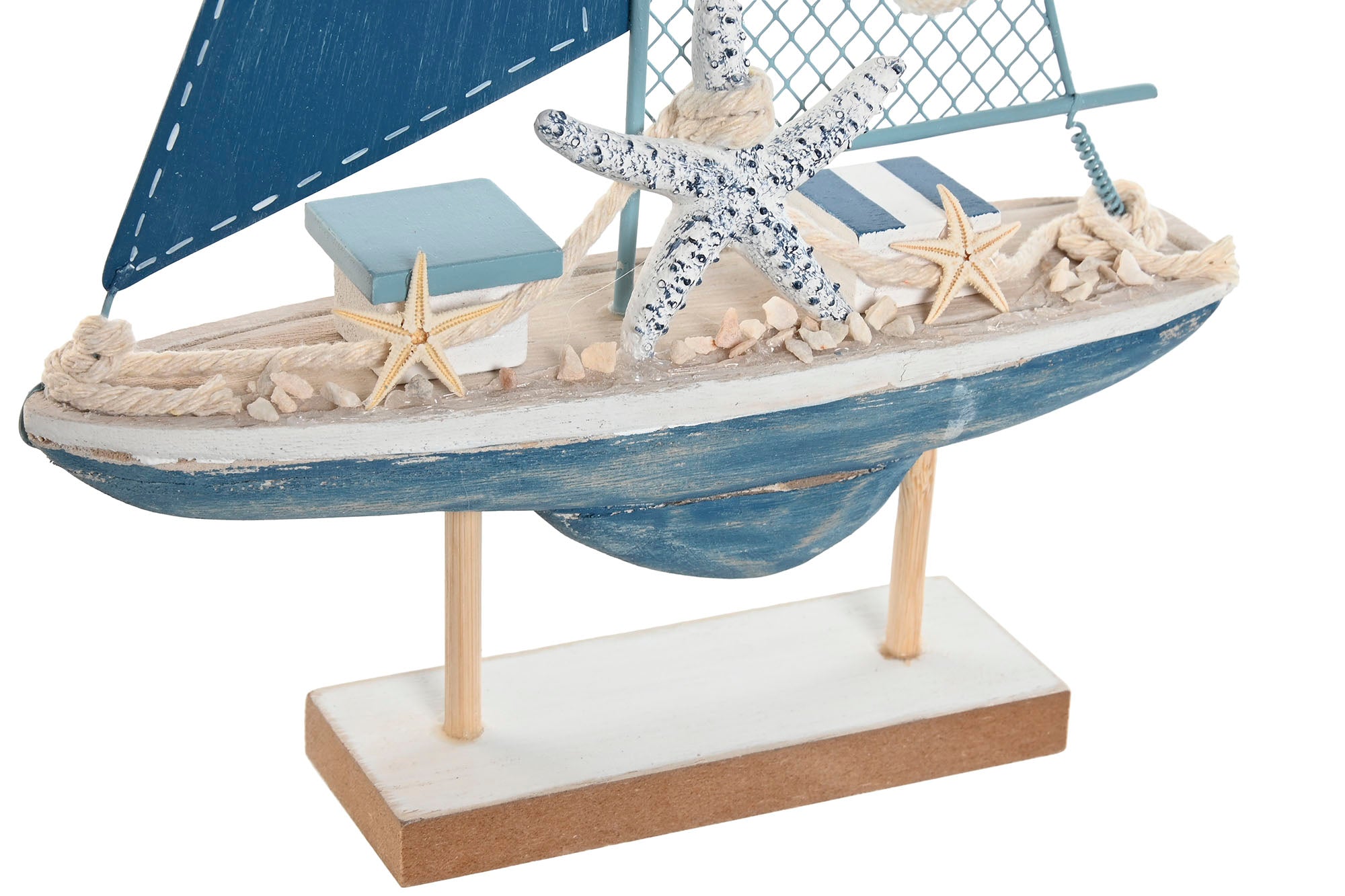 DECORACION MADERA METAL 19,5X6X35,5 BARCO AZUL - Imagen 2