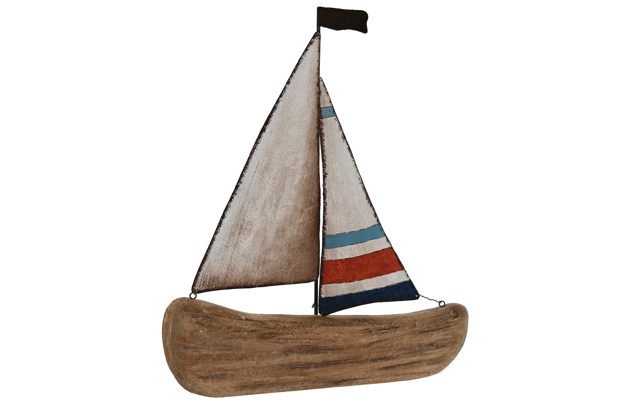 DECORACION PAULOWNIA METAL 39X6X46 VELERO NATURAL - Imagen 1