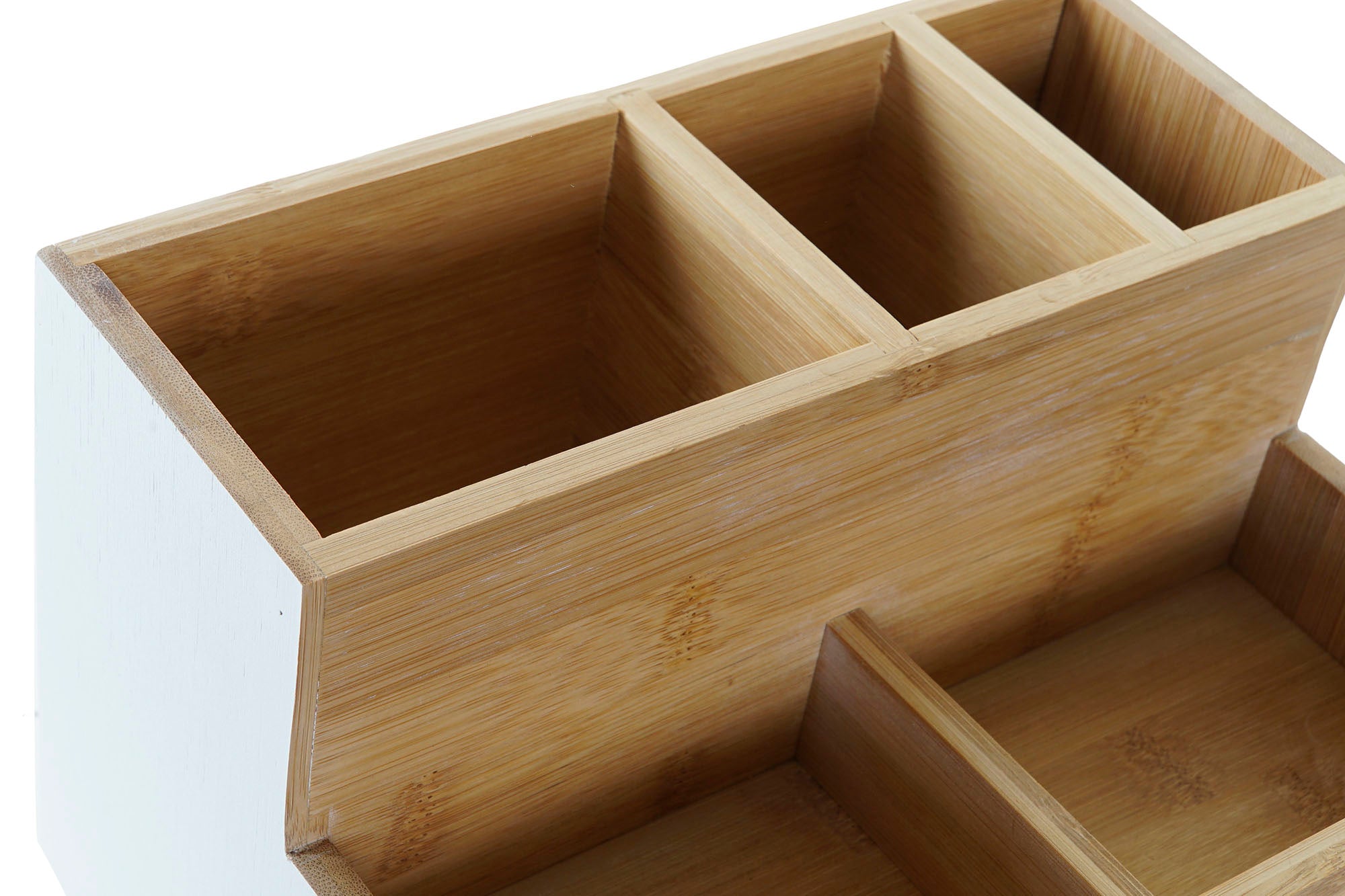 ORGANIZADOR BAMBU 23,5X18X15 1 CAJON BLANCO - Imagen 2