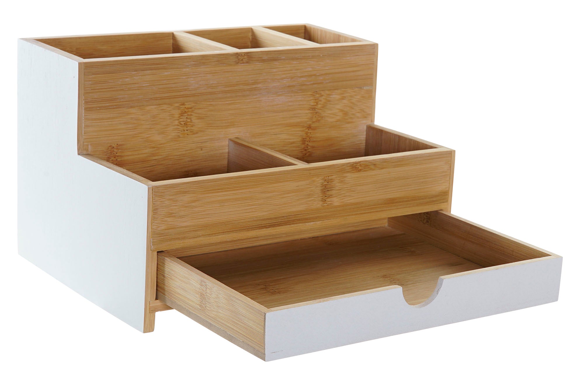 ORGANIZADOR BAMBU 23,5X18X15 1 CAJON BLANCO - Imagen 3