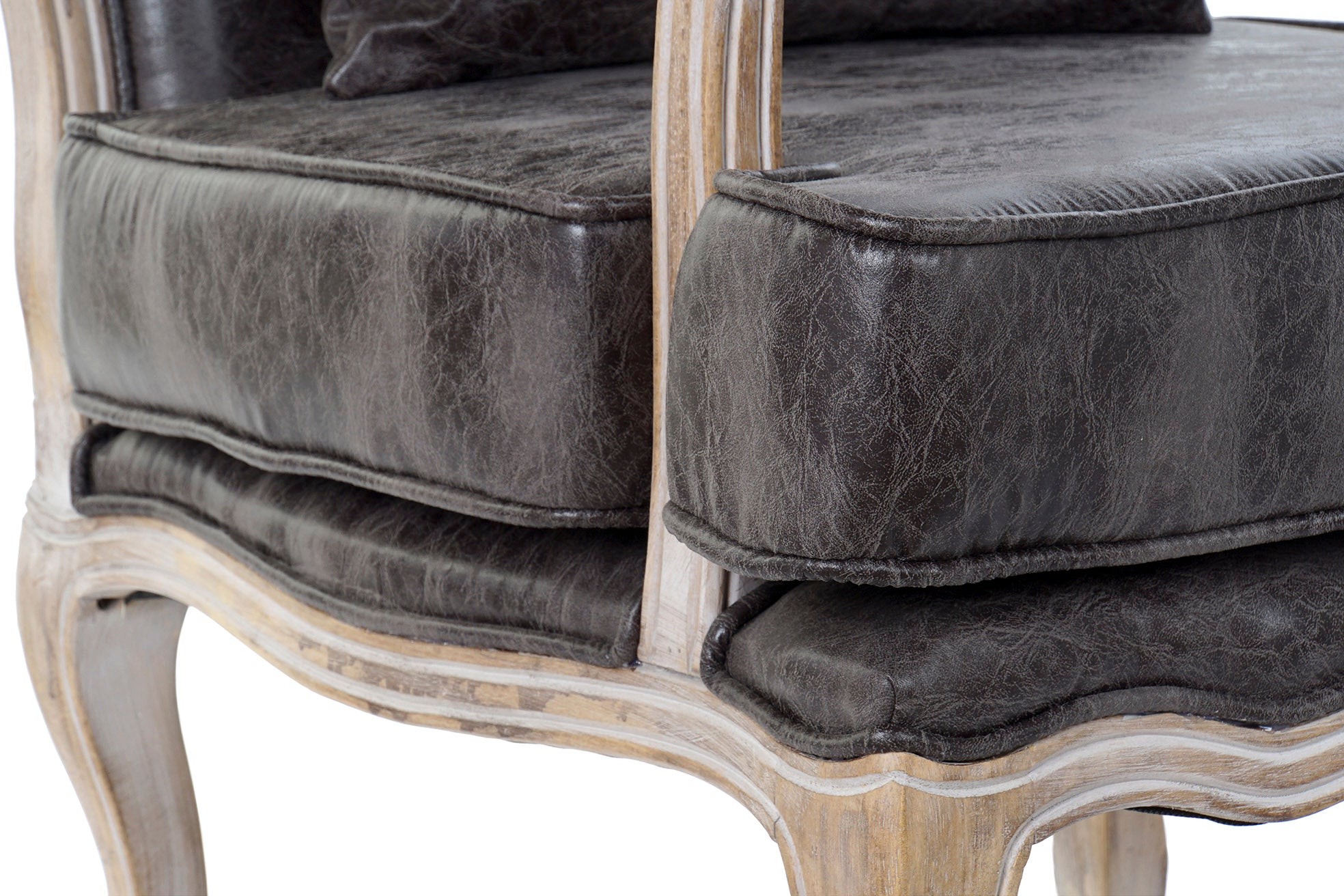 SILLON PU RUBBERWOOD 70X66X94 DESGASTADO MARRON - Imagen 4