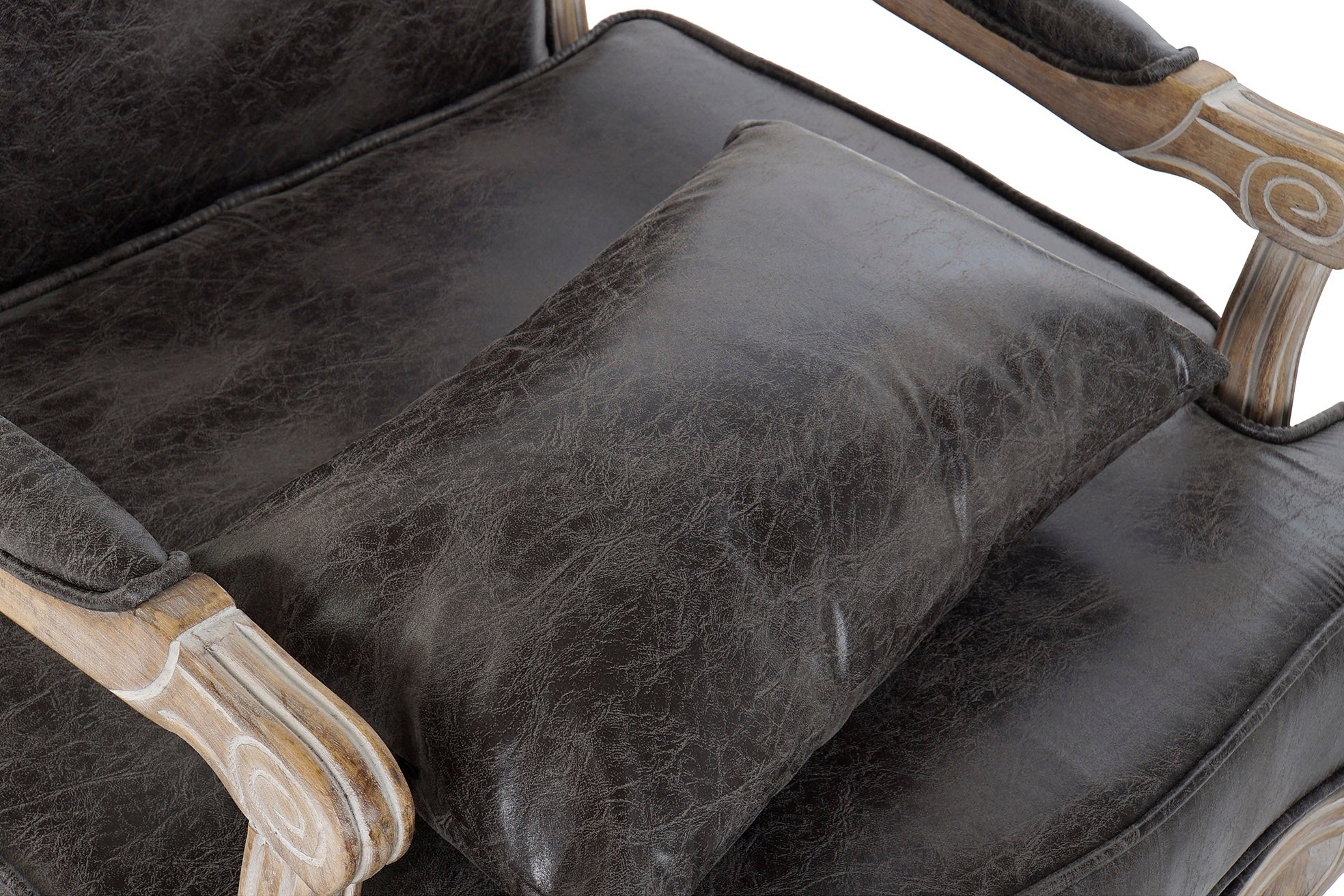 SILLON PU RUBBERWOOD 70X66X94 DESGASTADO MARRON - Imagen 5