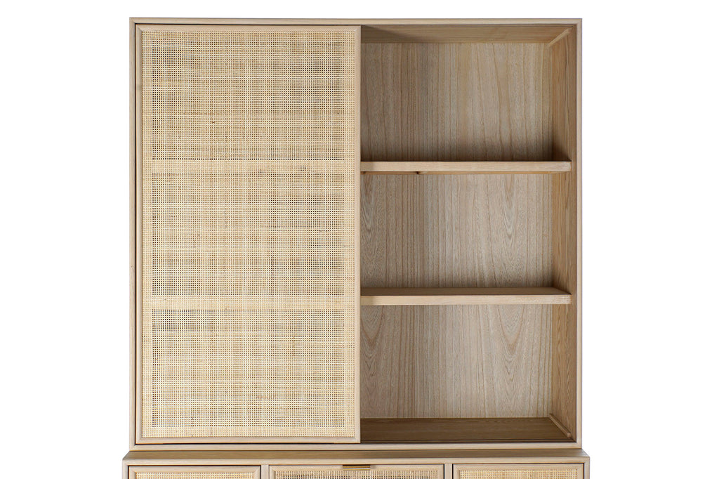 VITRINA PAULOWNIA MDF 120X38,5X196 REJILLA NATURAL - Imagen 6