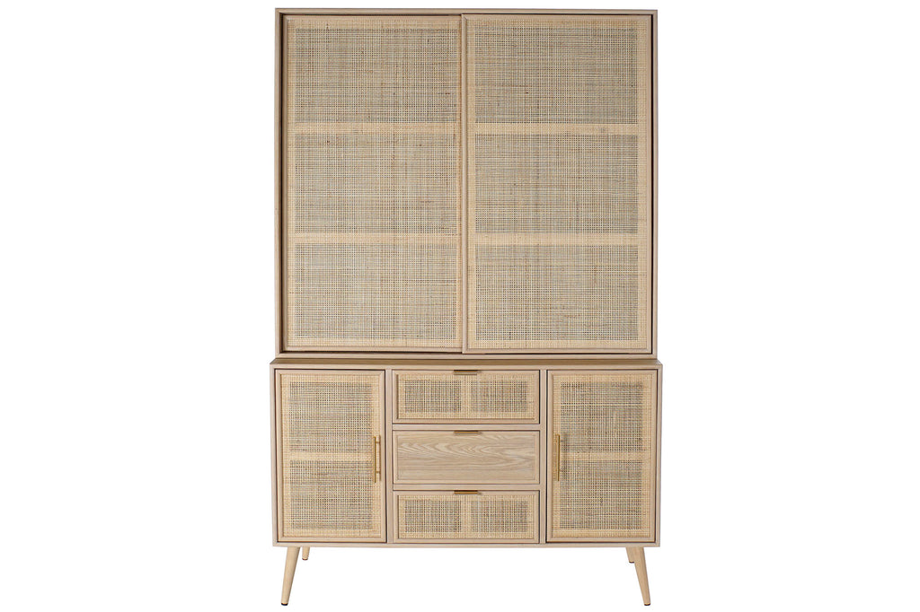 VITRINA PAULOWNIA MDF 120X38,5X196 REJILLA NATURAL - Imagen 1