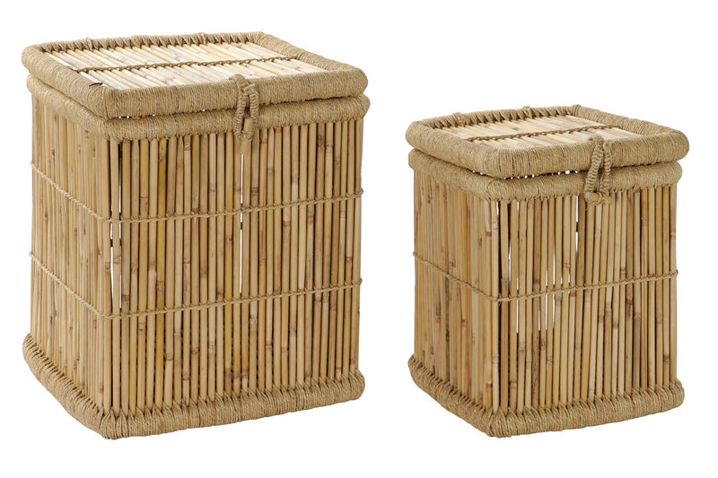 CESTA SET 2 BAMBU CUERDA 46X46X55 NATURAL NATURAL - Imagen 1