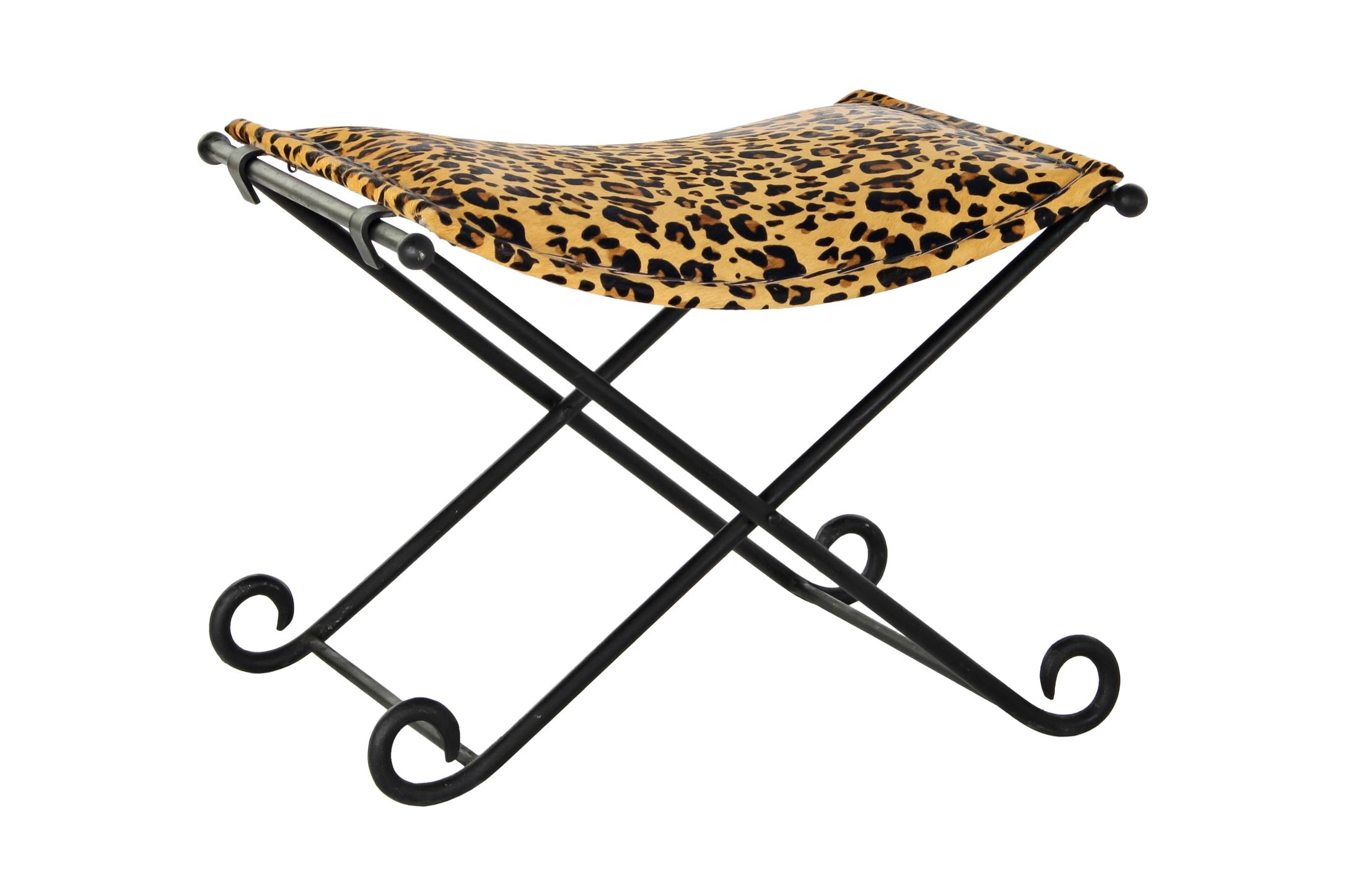REPOSAPIES METAL PIEL 55X45X41 LEOPARDO MARRON - Imagen 2
