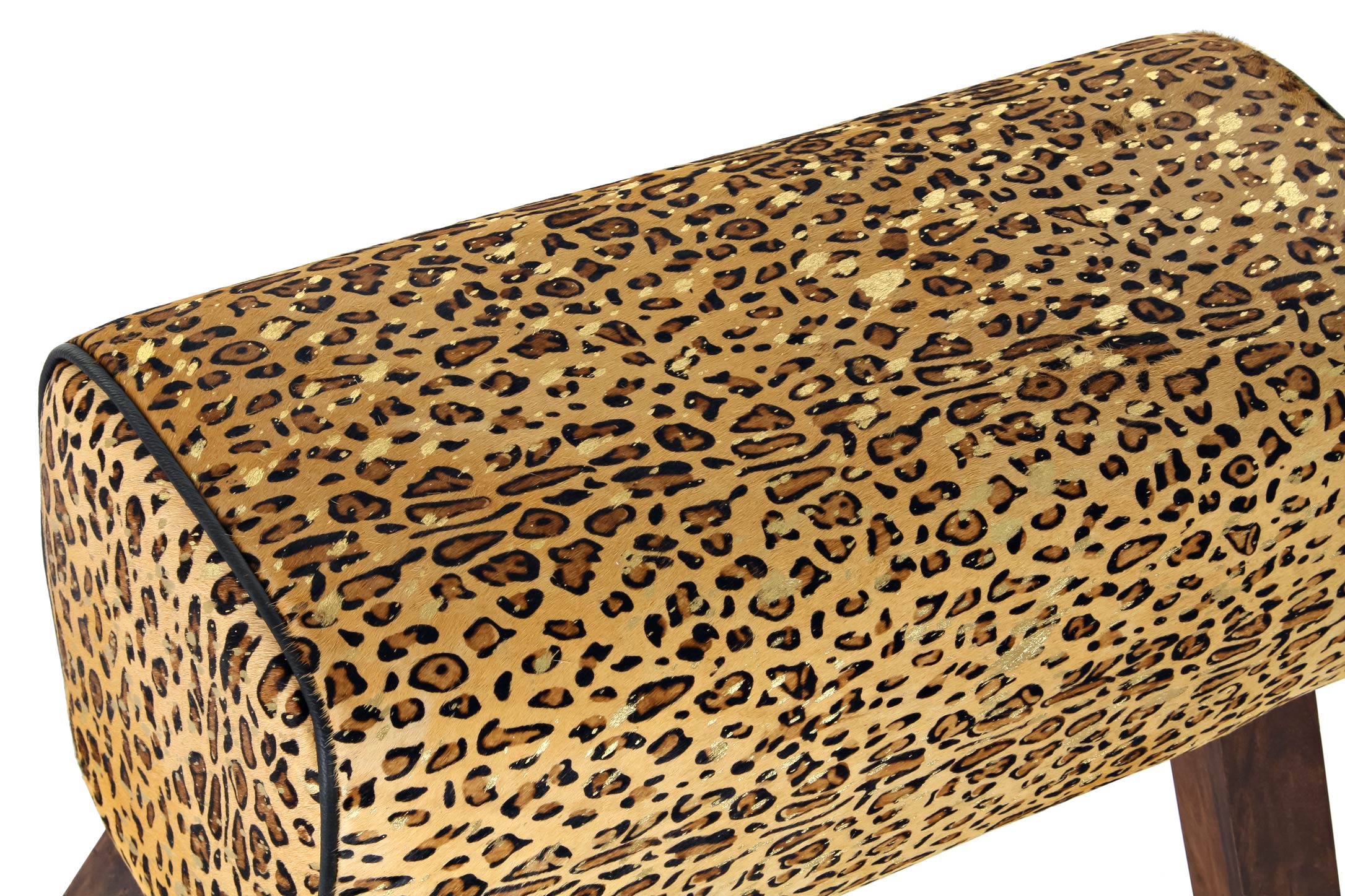 REPOSAPIES MADERA PIEL 67X30X51 LEOPARDO MARRON - Imagen 2