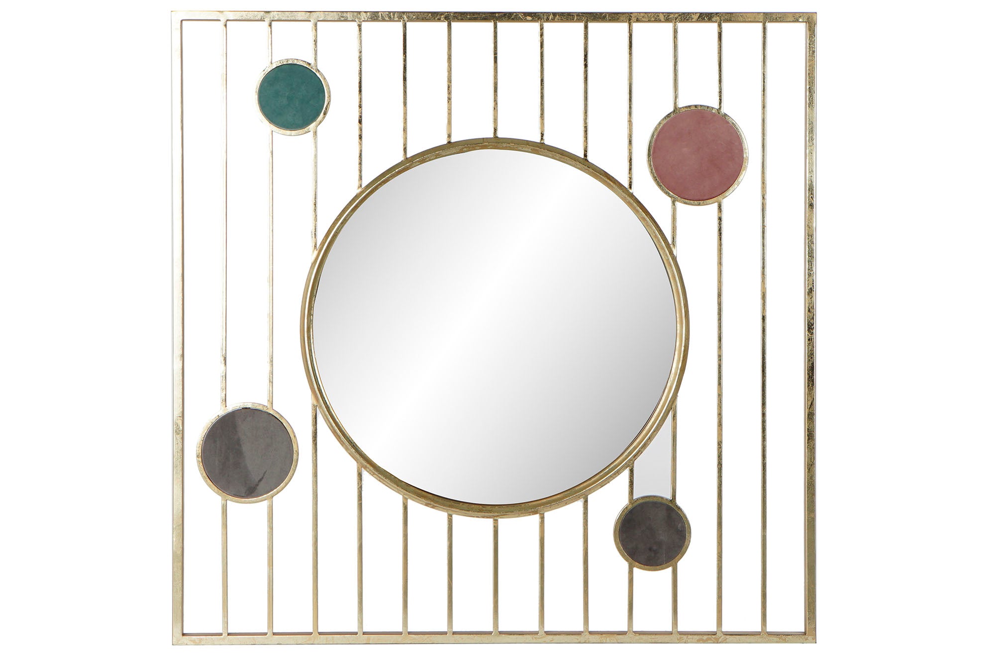 ESPEJO METAL CRISTAL 100X2X100 CIRCULOS DORADO - Imagen 1