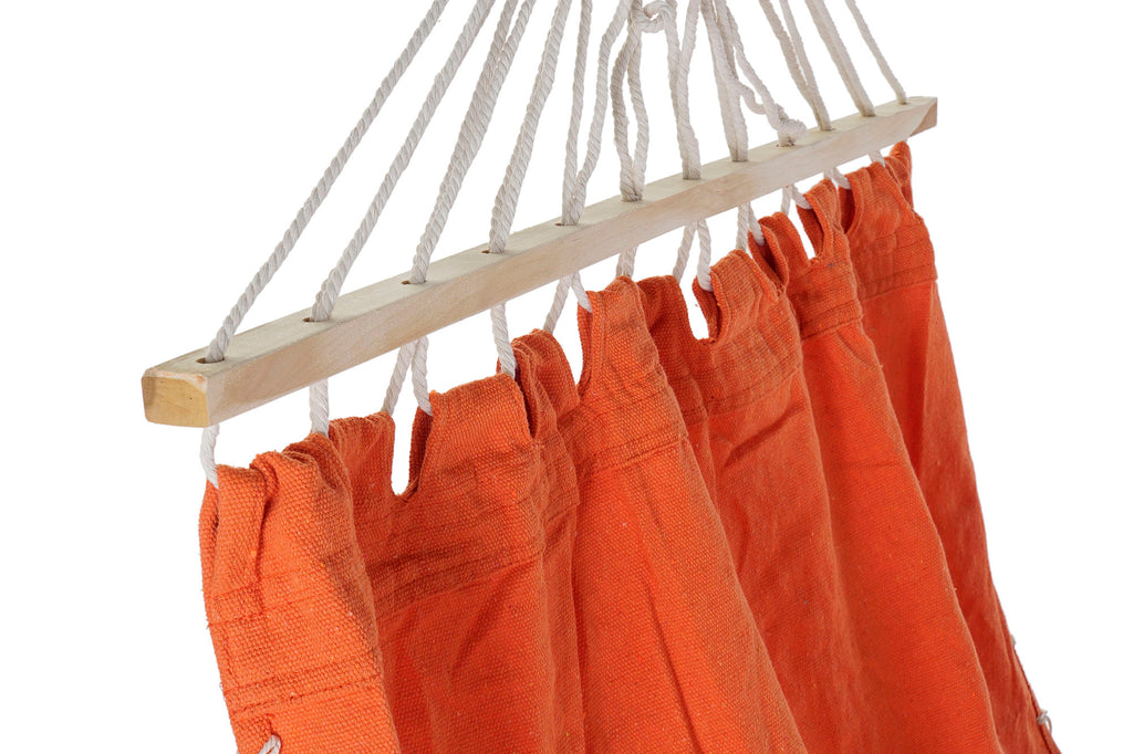 HAMACA POLIESTER ALGODON 255X80X28 FLECOS NARANJA - Imagen 3