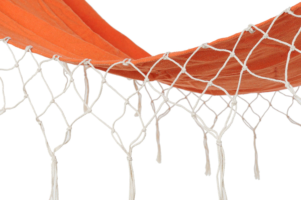 HAMACA POLIESTER ALGODON 255X80X28 FLECOS NARANJA - Imagen 5