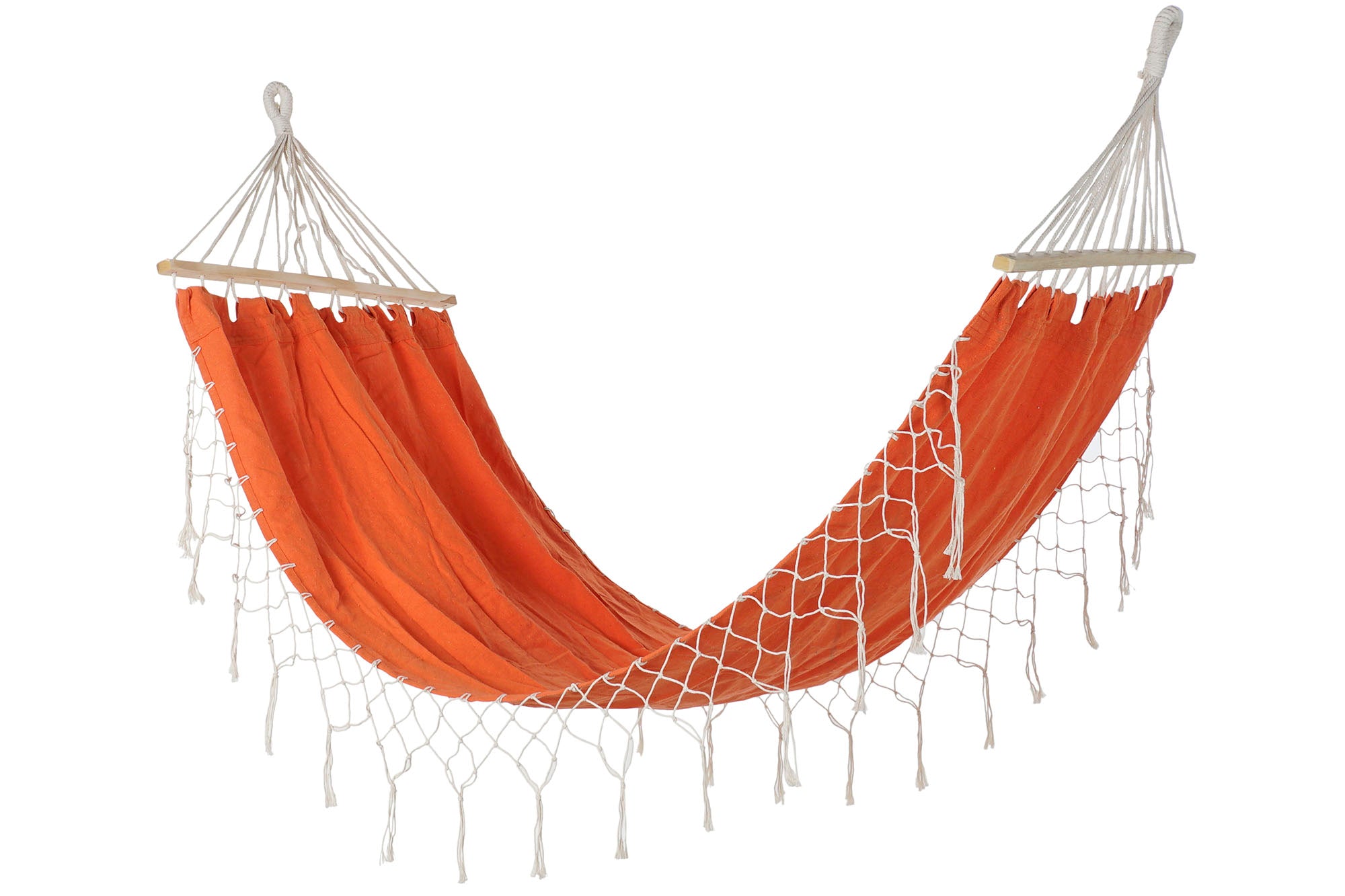HAMACA POLIESTER ALGODON 255X80X28 FLECOS NARANJA - Imagen 1