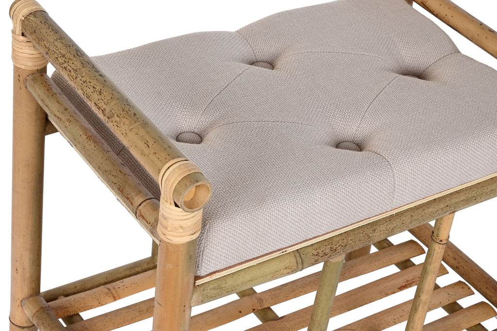 DESCALZADORA BAMBU ALGODON 55X36X54 NATURAL MARRON - Imagen 2