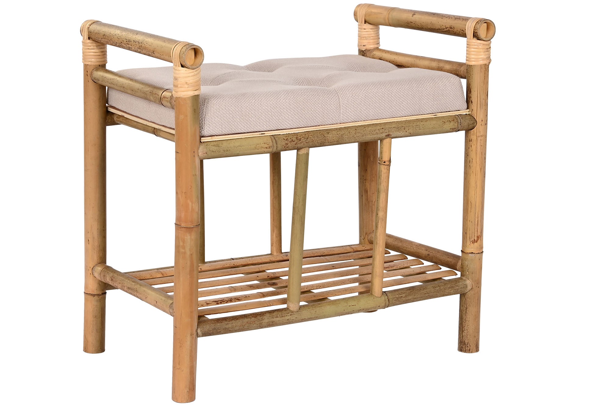 DESCALZADORA BAMBU ALGODON 55X36X54 NATURAL MARRON - Imagen 1