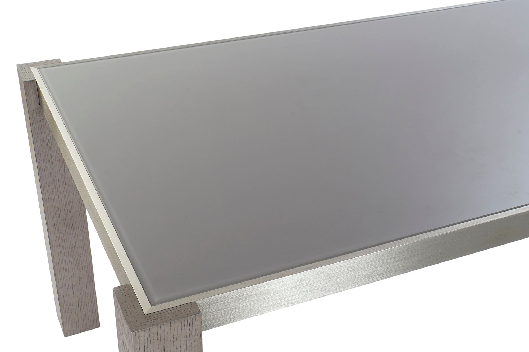 MESA COMEDOR ROBLE ALUMINIO 162X92X74 CRISTAL GRIS - Imagen 2