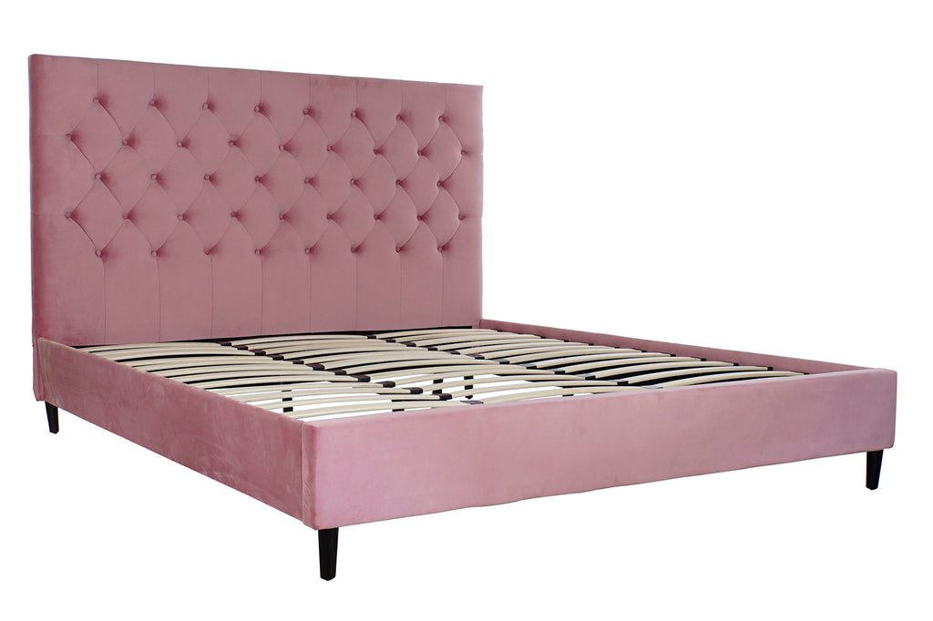 CAMA MADERA METAL 187X210X137 CAPITONE ROSA - Imagen 6