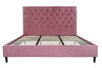 CAMA MADERA METAL 187X210X137 CAPITONE ROSA - Imagen 1