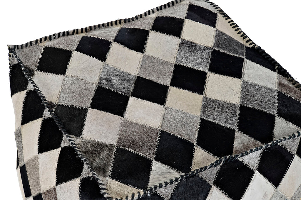 POUF PIEL POLIESTER 45X45X40 ROMBOS MARRON - Imagen 2