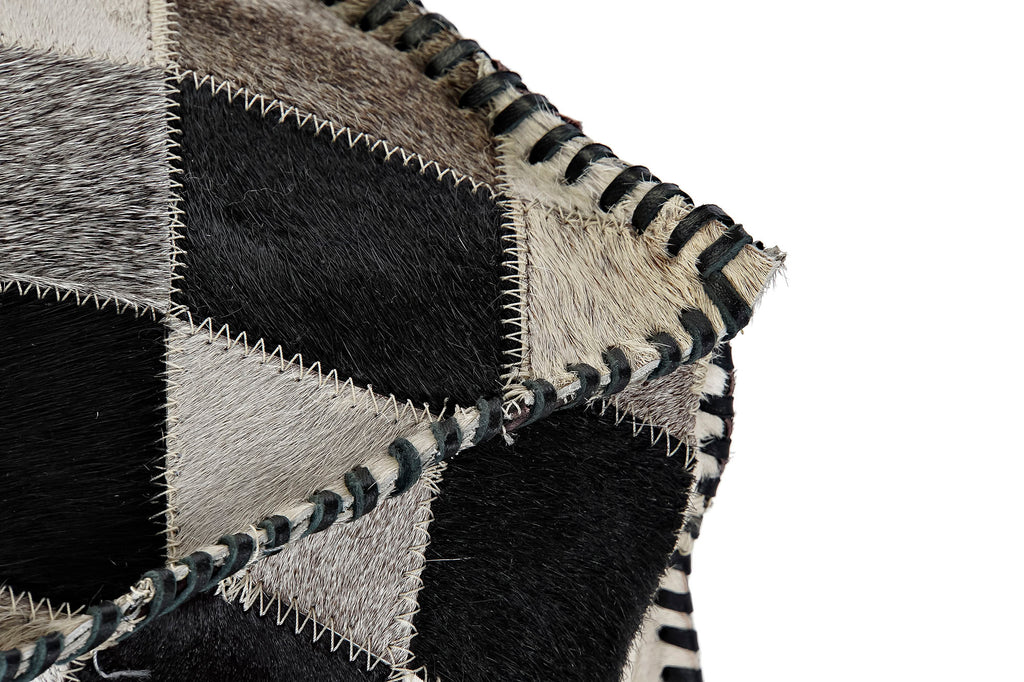 POUF PIEL POLIESTER 45X45X40 ROMBOS MARRON - Imagen 3