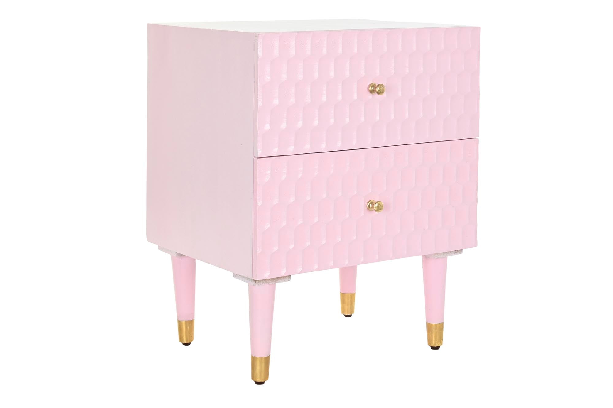 MESITA DE NOCHE MANGO METAL 52X42X65 ROSA PALO - Imagen 2