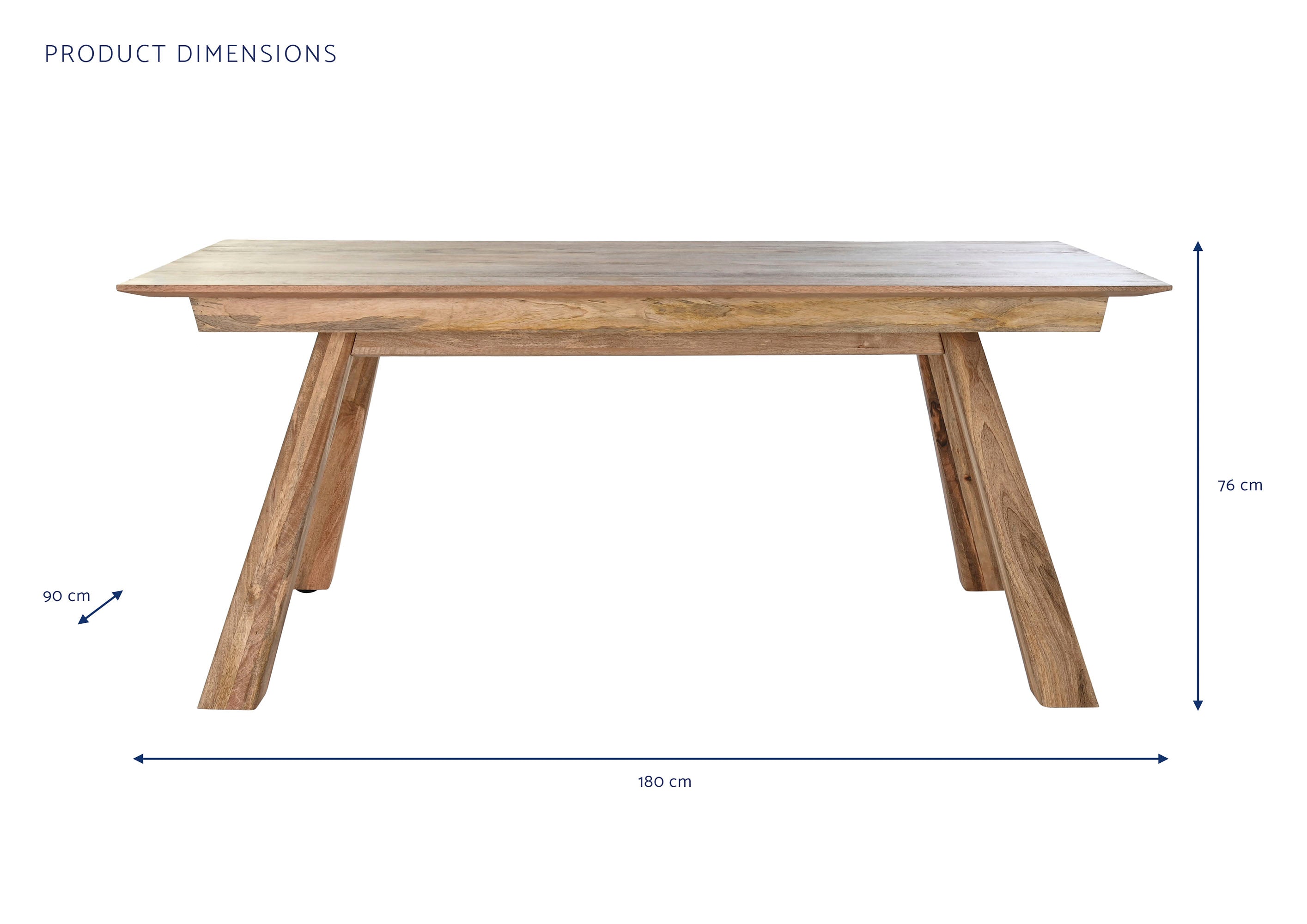 MESA COMEDOR MANGO 180X90X76 NATURAL - Imagen 6