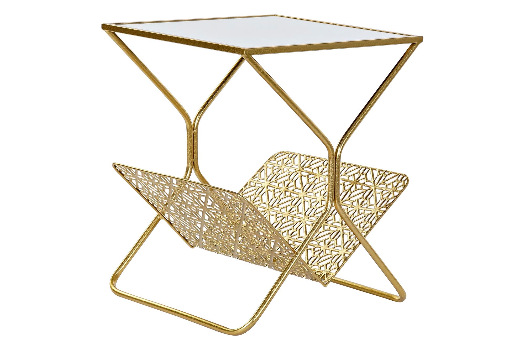 REVISTERO METAL ESPEJO 45X45X55 DORADO - Imagen 1