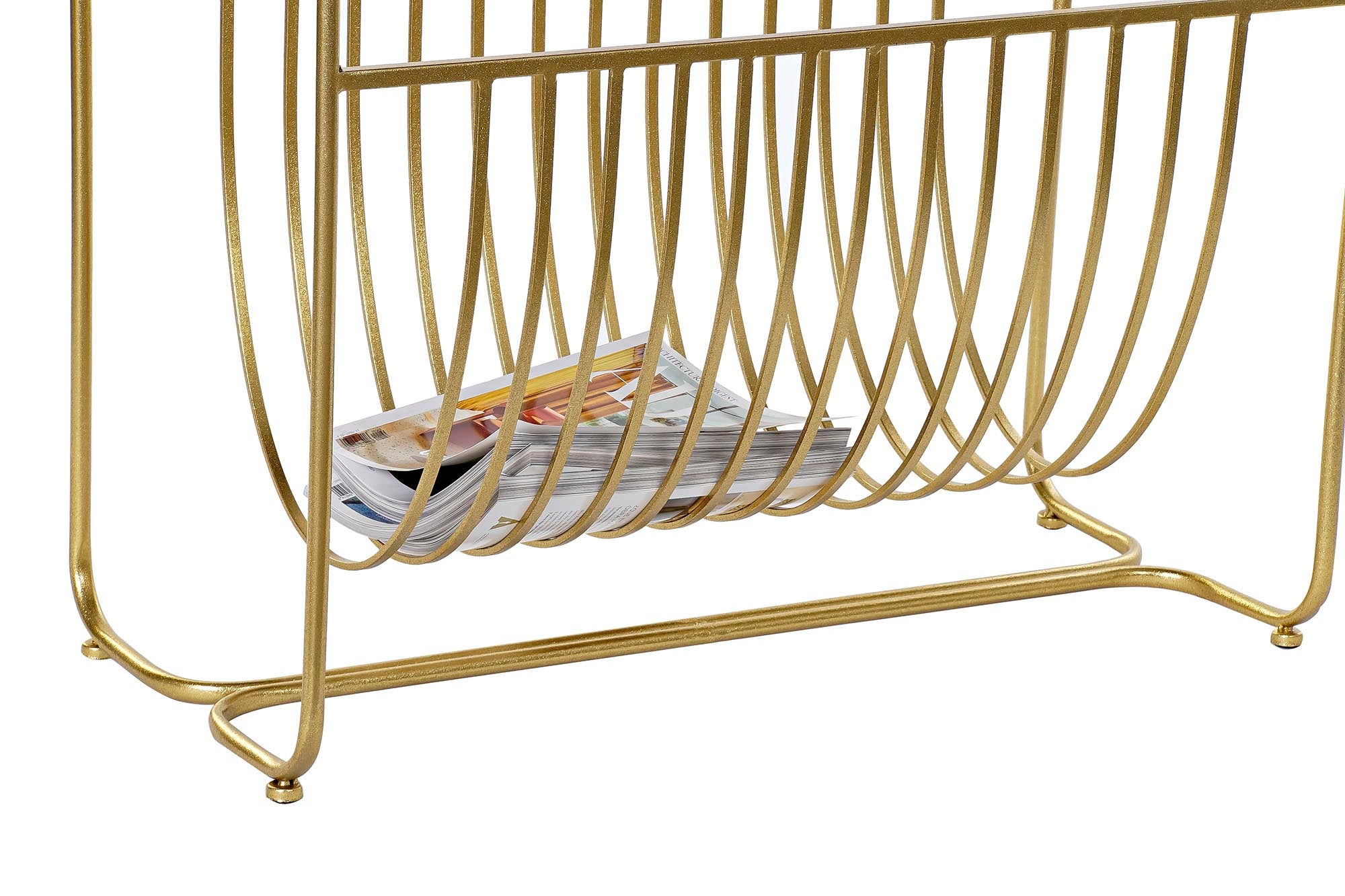 REVISTERO METAL ESPEJO 76X35X83 DORADO - Imagen 4