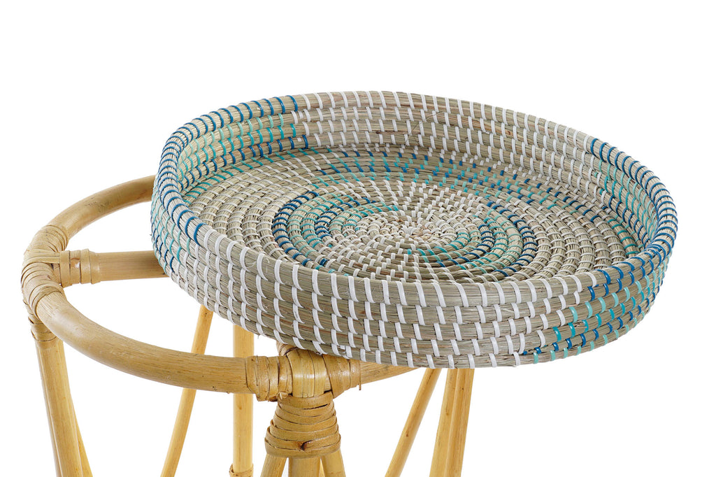 REPOSAPIES RATAN SEAGRASS 41X41X42 TURQUESA - Imagen 2