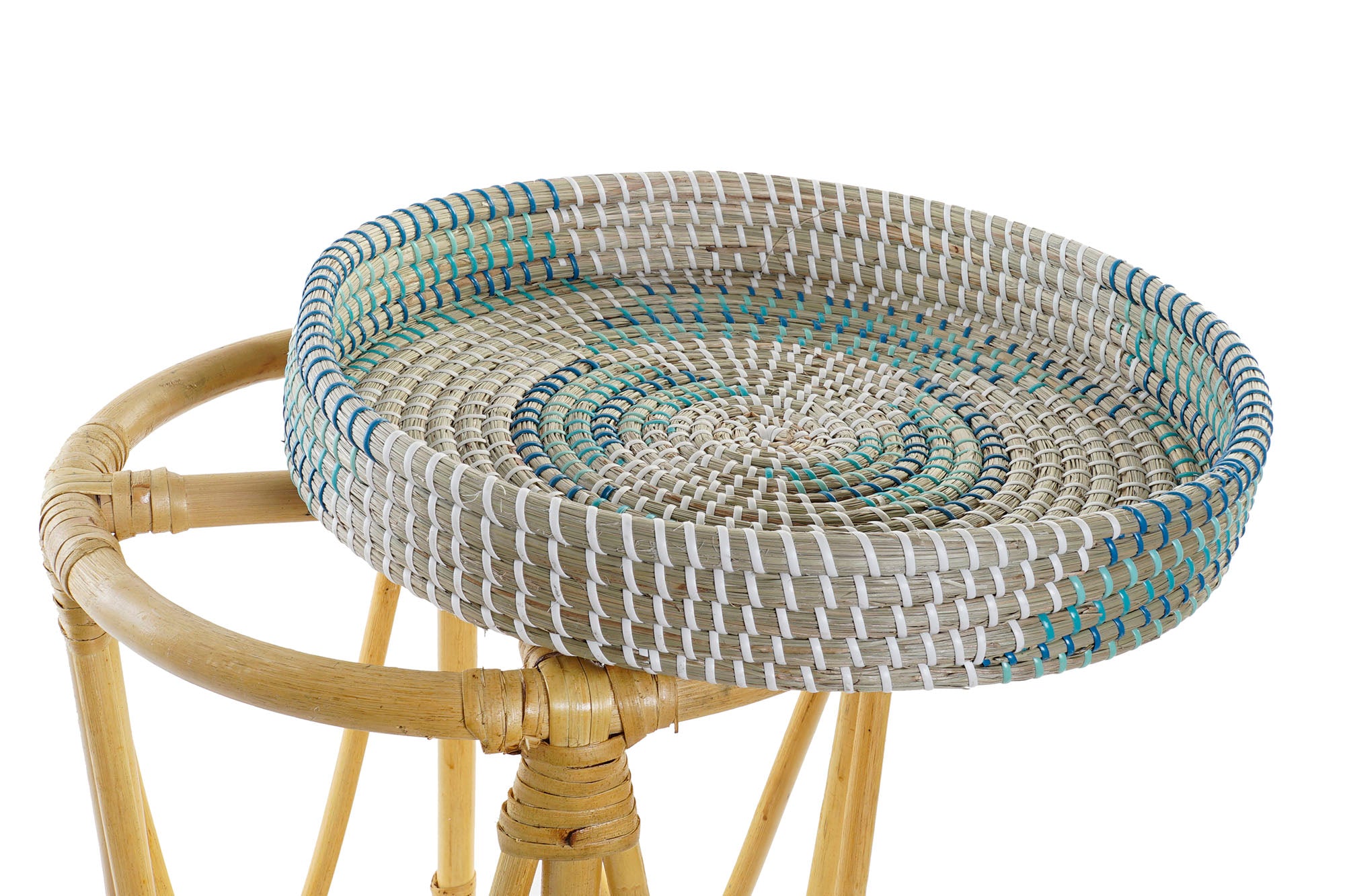 REPOSAPIES RATAN SEAGRASS 41X41X42 TURQUESA - Imagen 2