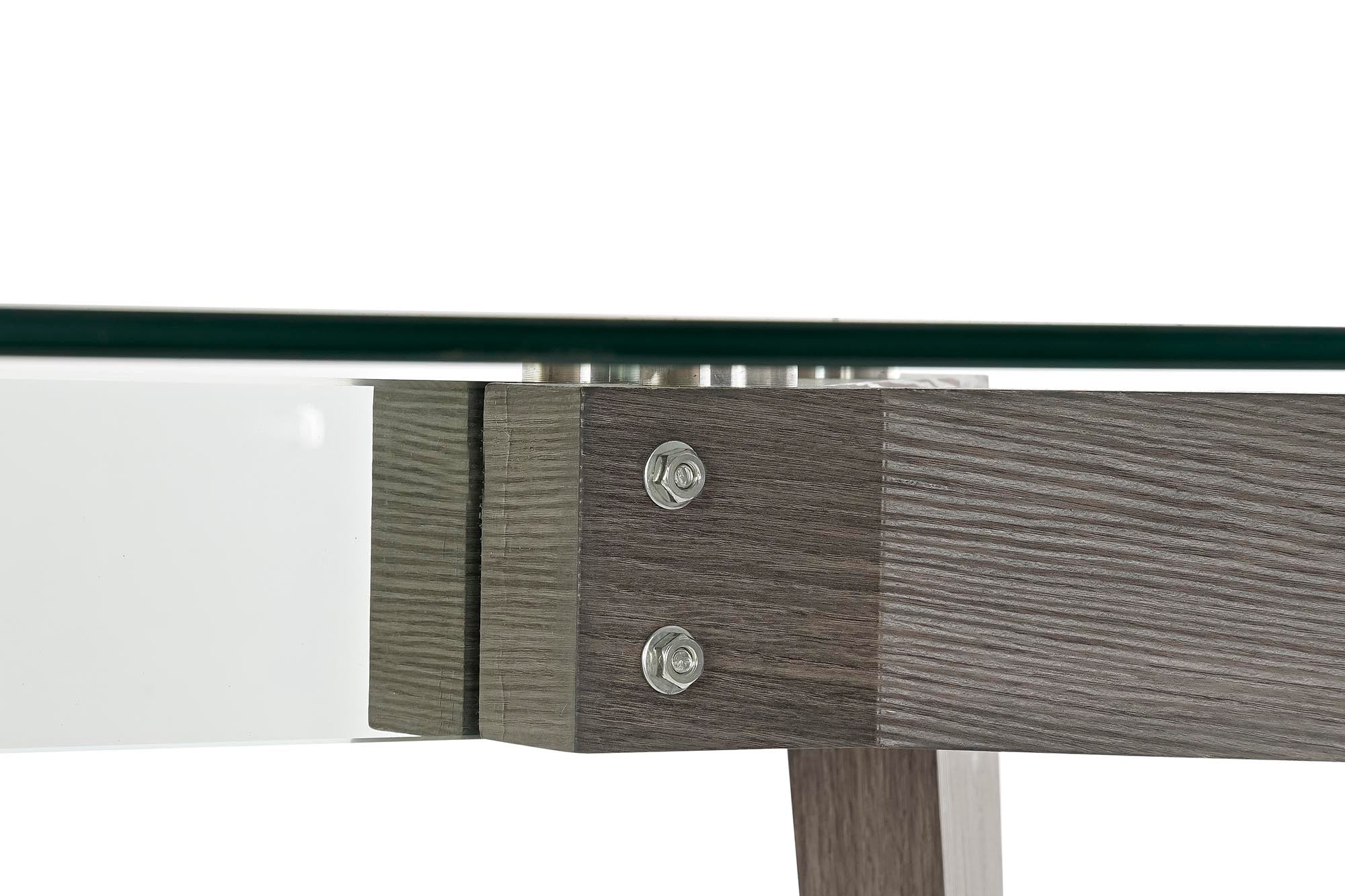 MESA COMEDOR CRISTAL MDF 160X90X75 TEMPLADO GRIS - Imagen 4