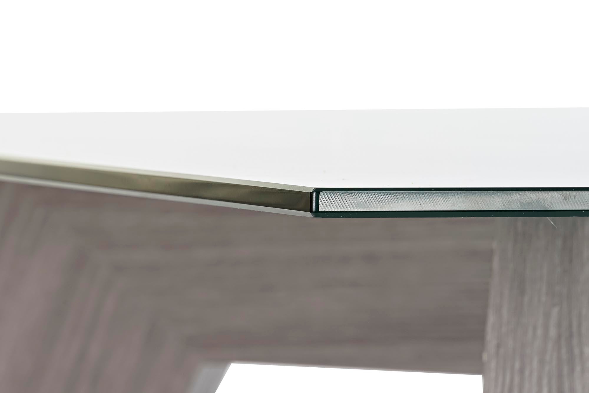 MESA COMEDOR CRISTAL MDF 160X90X75 TEMPLADO GRIS - Imagen 5