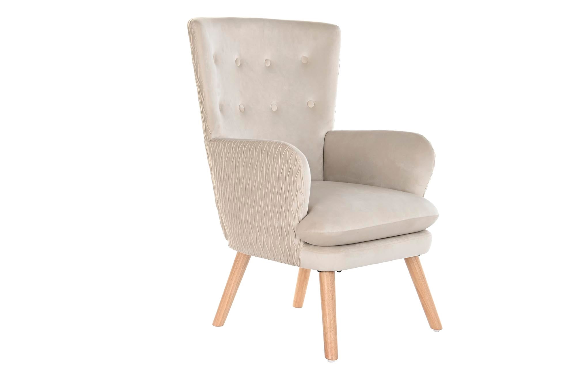 BUTACA POLIESTER MADERA 67X70X95 BEIGE - Imagen 1